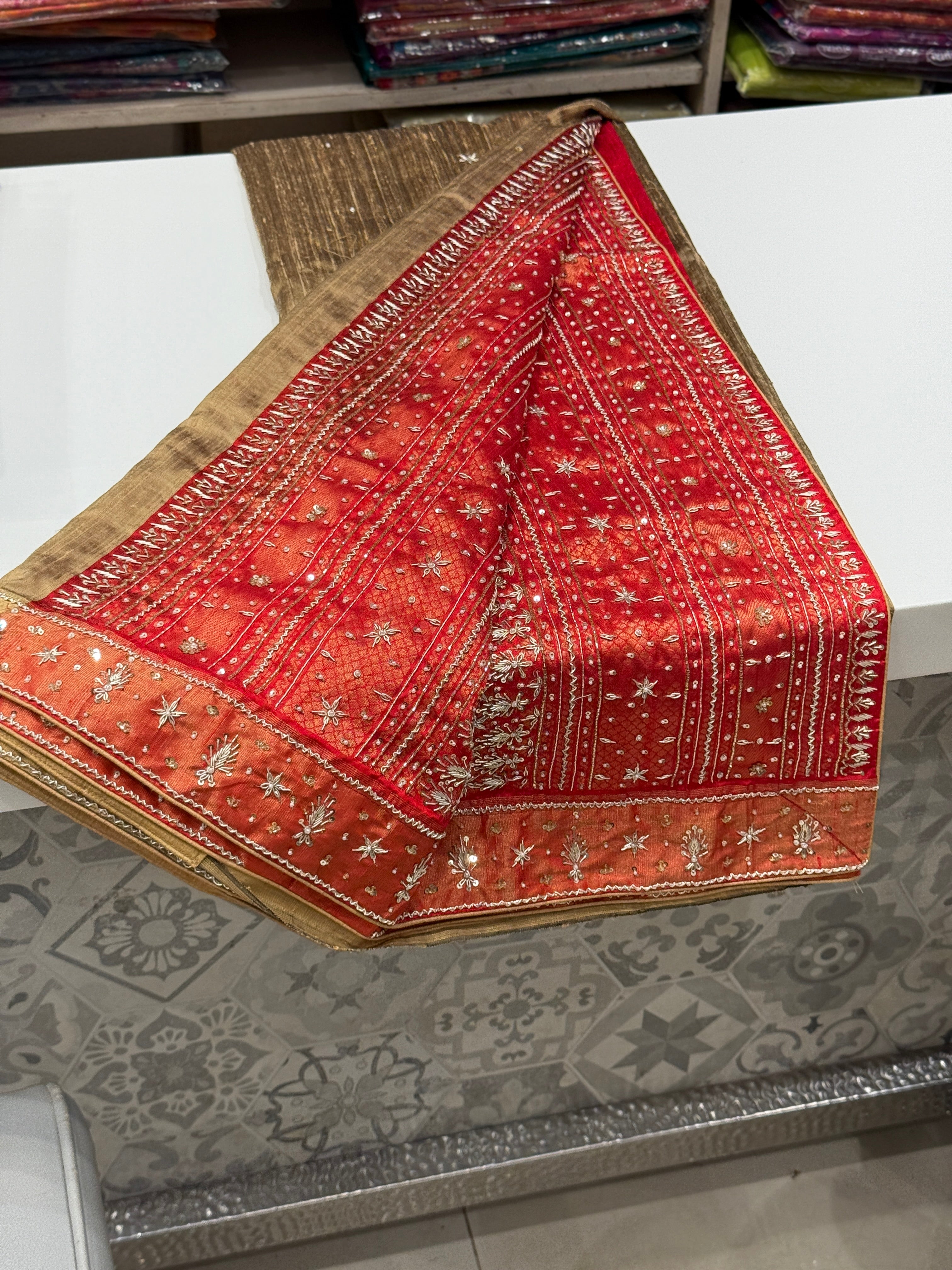 Tussor Kanjivaram Hand Embroidery Saree