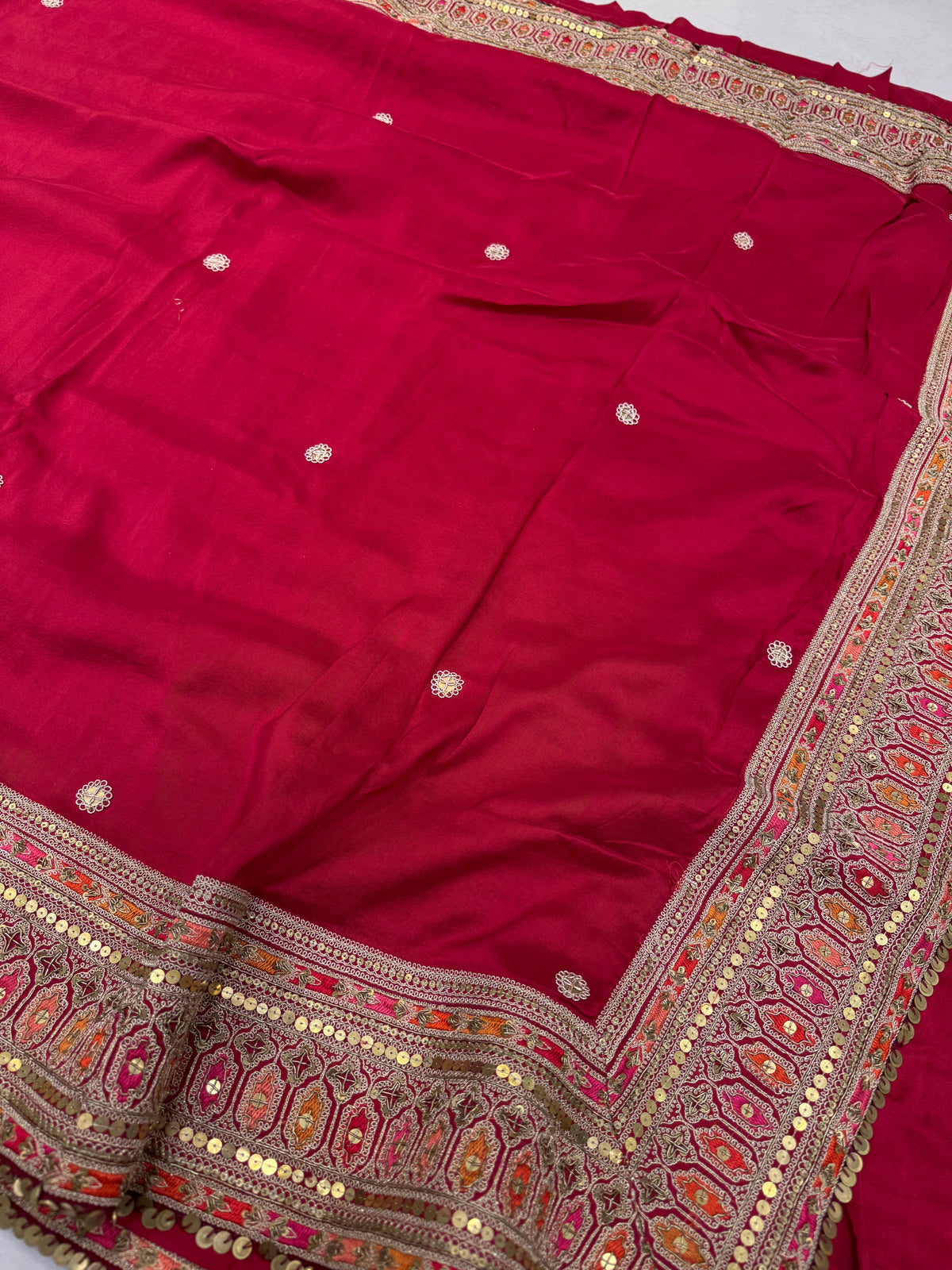 Red Pure Silk Sabyasachi Inspired Marodi Embroidery Saree