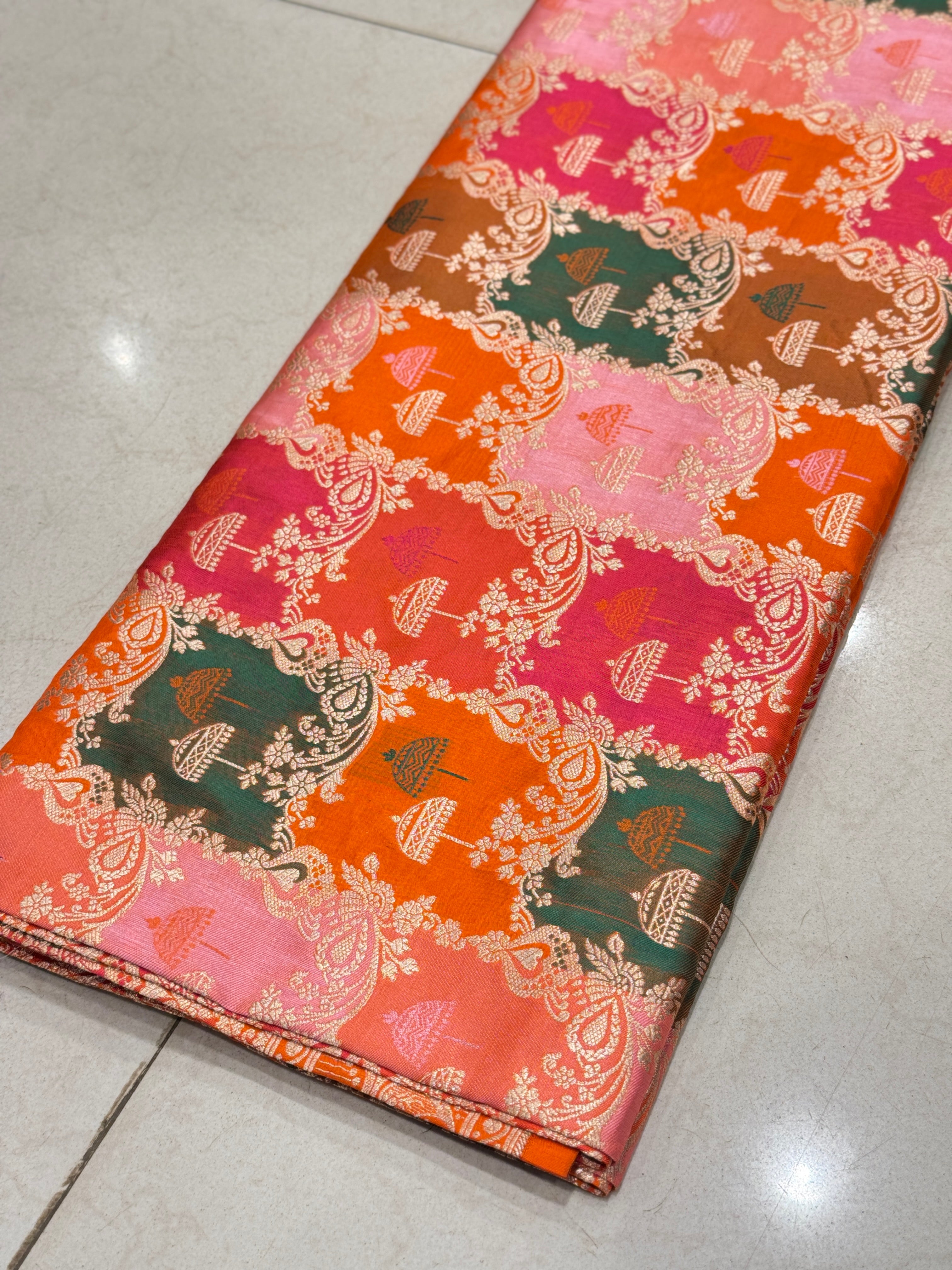 Orange Rangkat Katan Banarasi Handloom Saree