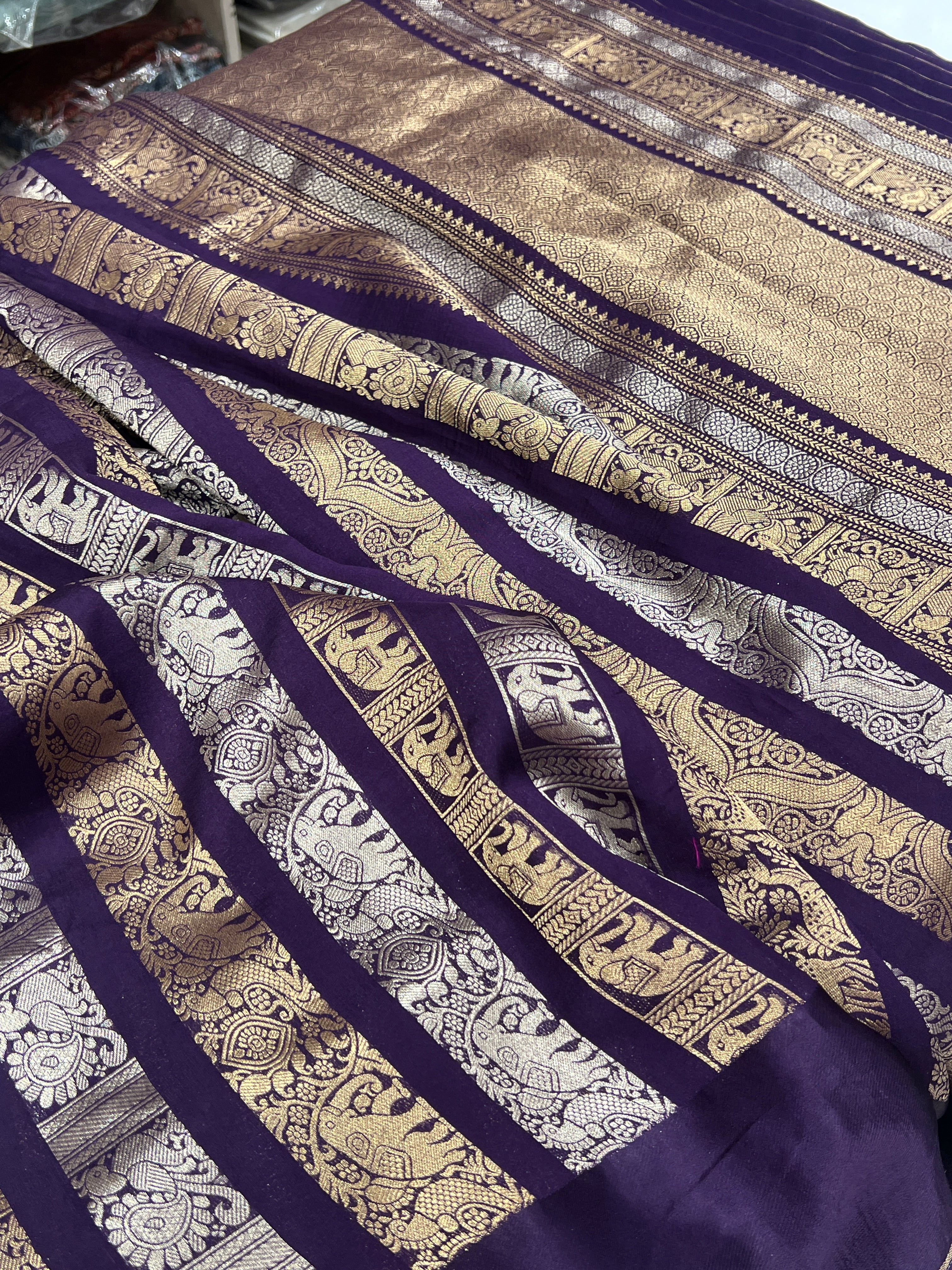 Nita Ambani Inspired Violet Contemporary Banarasi Saree