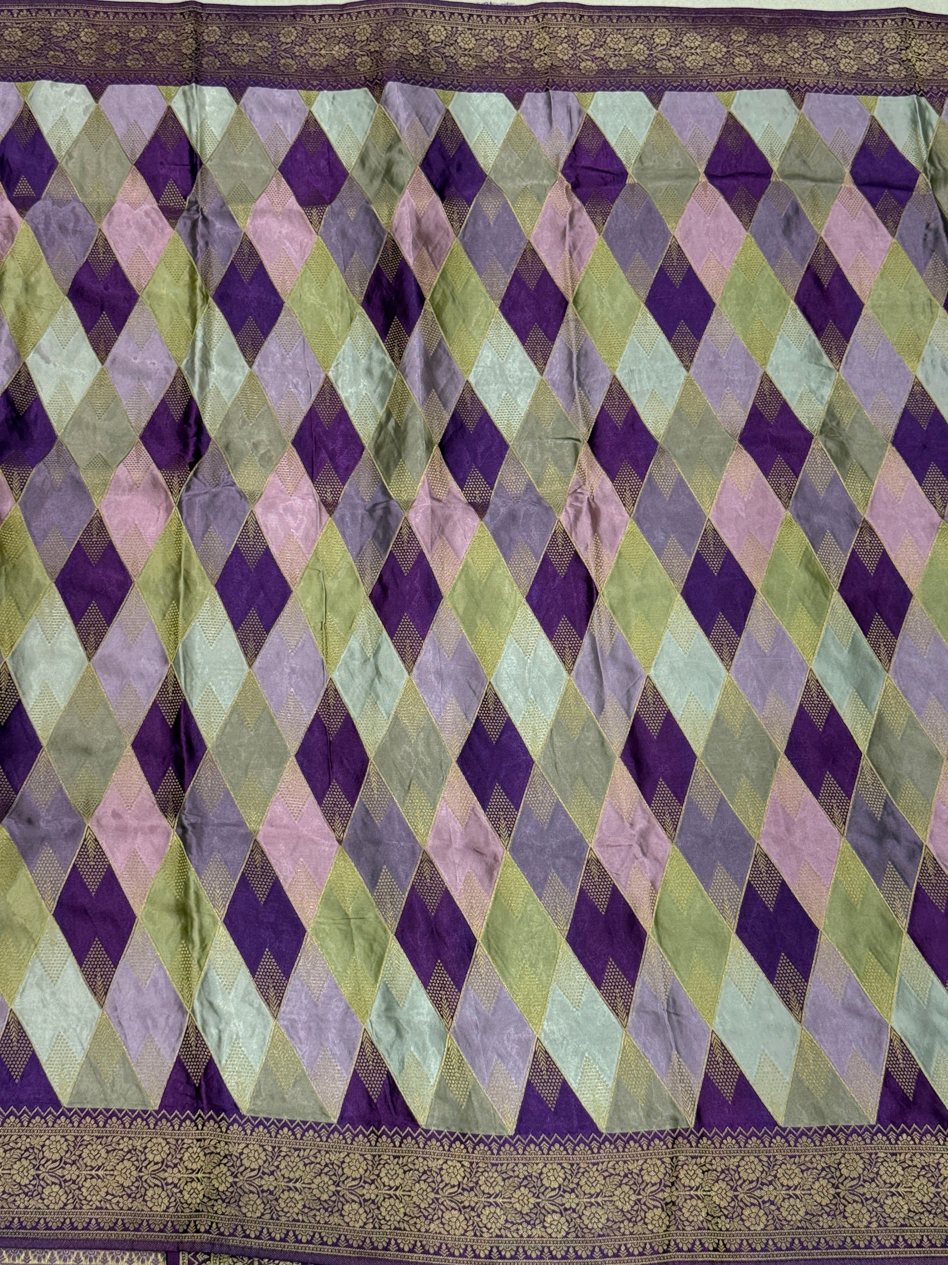 Violet Contemporary Kaju Katli Design Banarasi Modal Satin Rangkat Saree