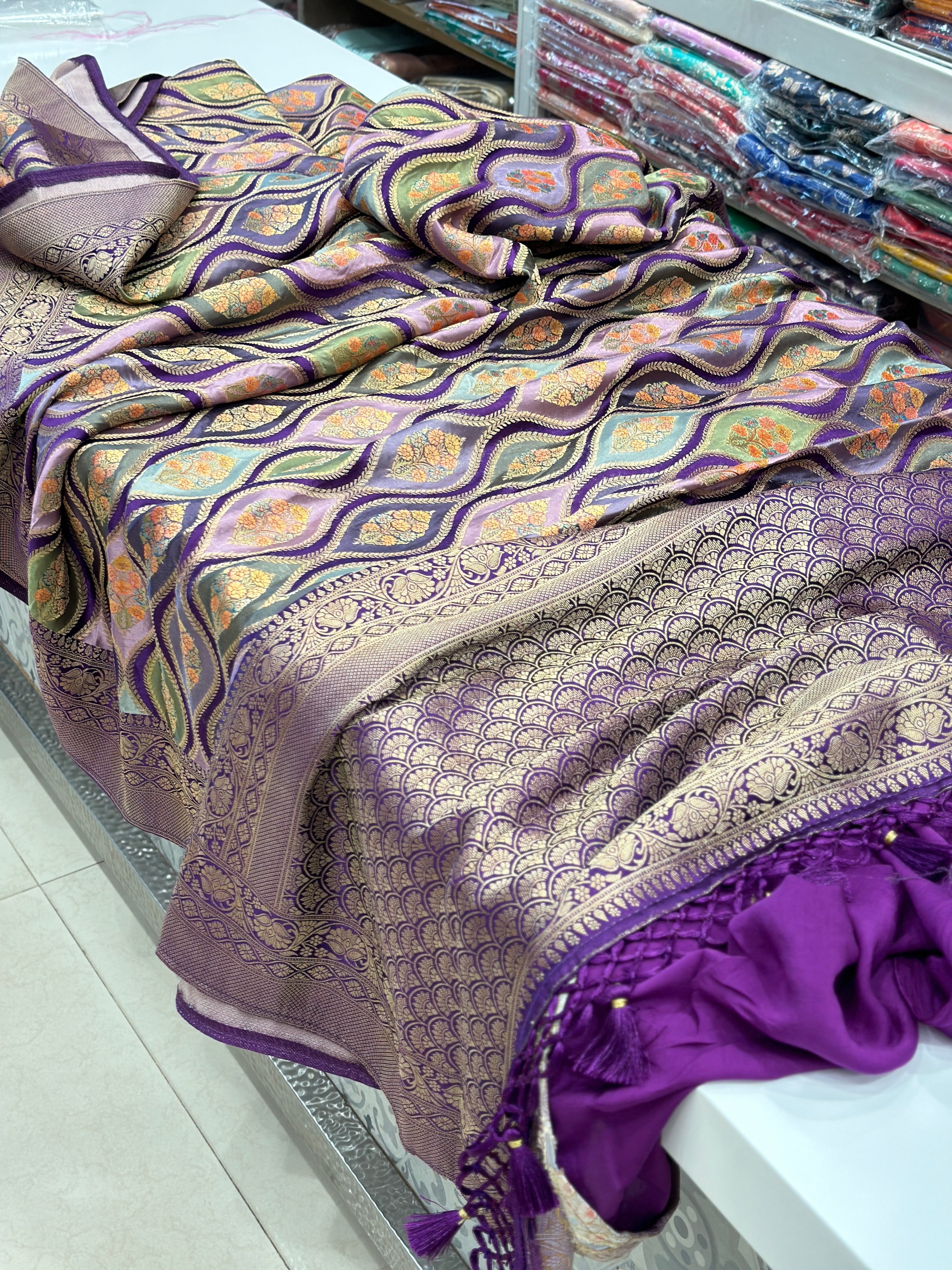 Violet Modal Banarasi Rangkat Saree
