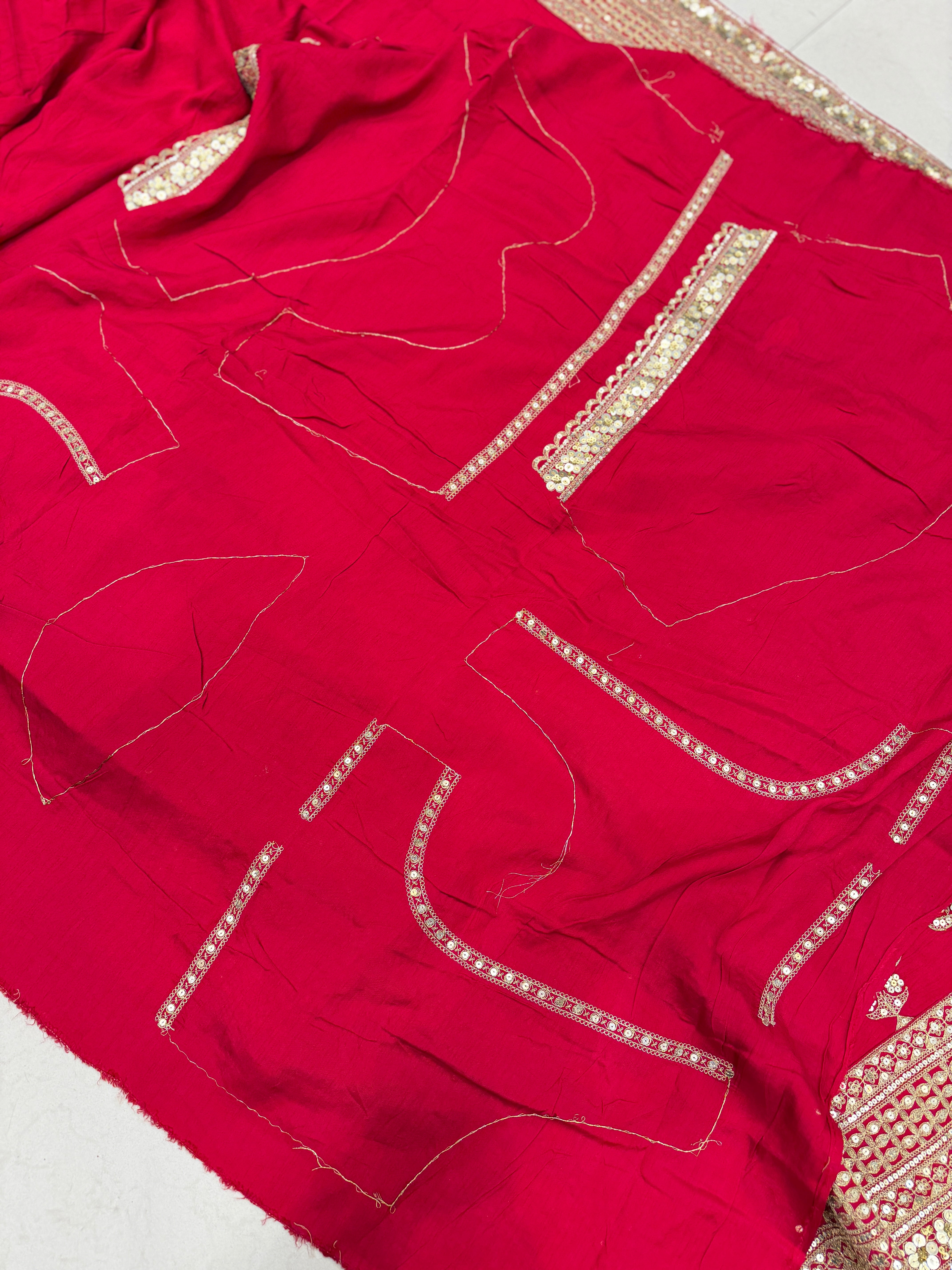 Red Sabyasachi Inspired Marodi Embroidery Pure Silk Saree Keri Pallu Saree