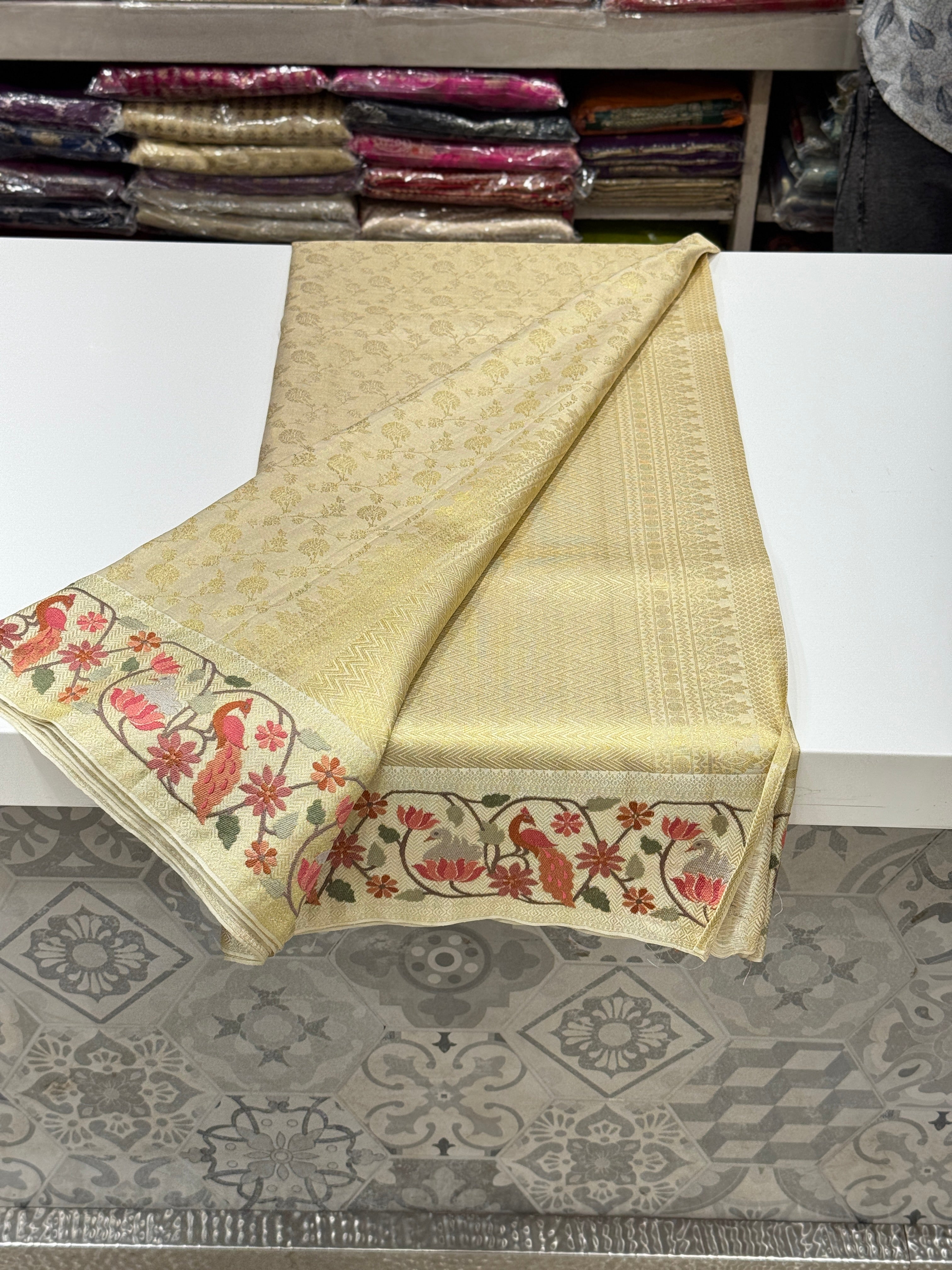 Moti White Kanjivaram x Parsi Gara Saree