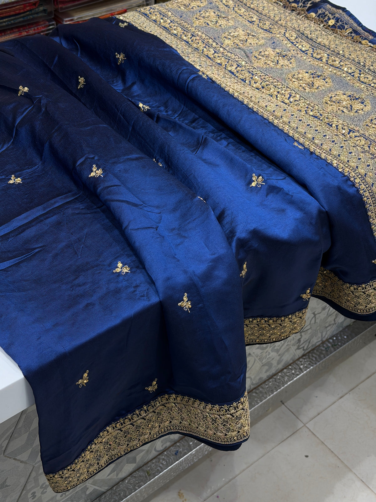 Blue Pure Silk Sabyasachi Inspired Marodi Embroidery Saree