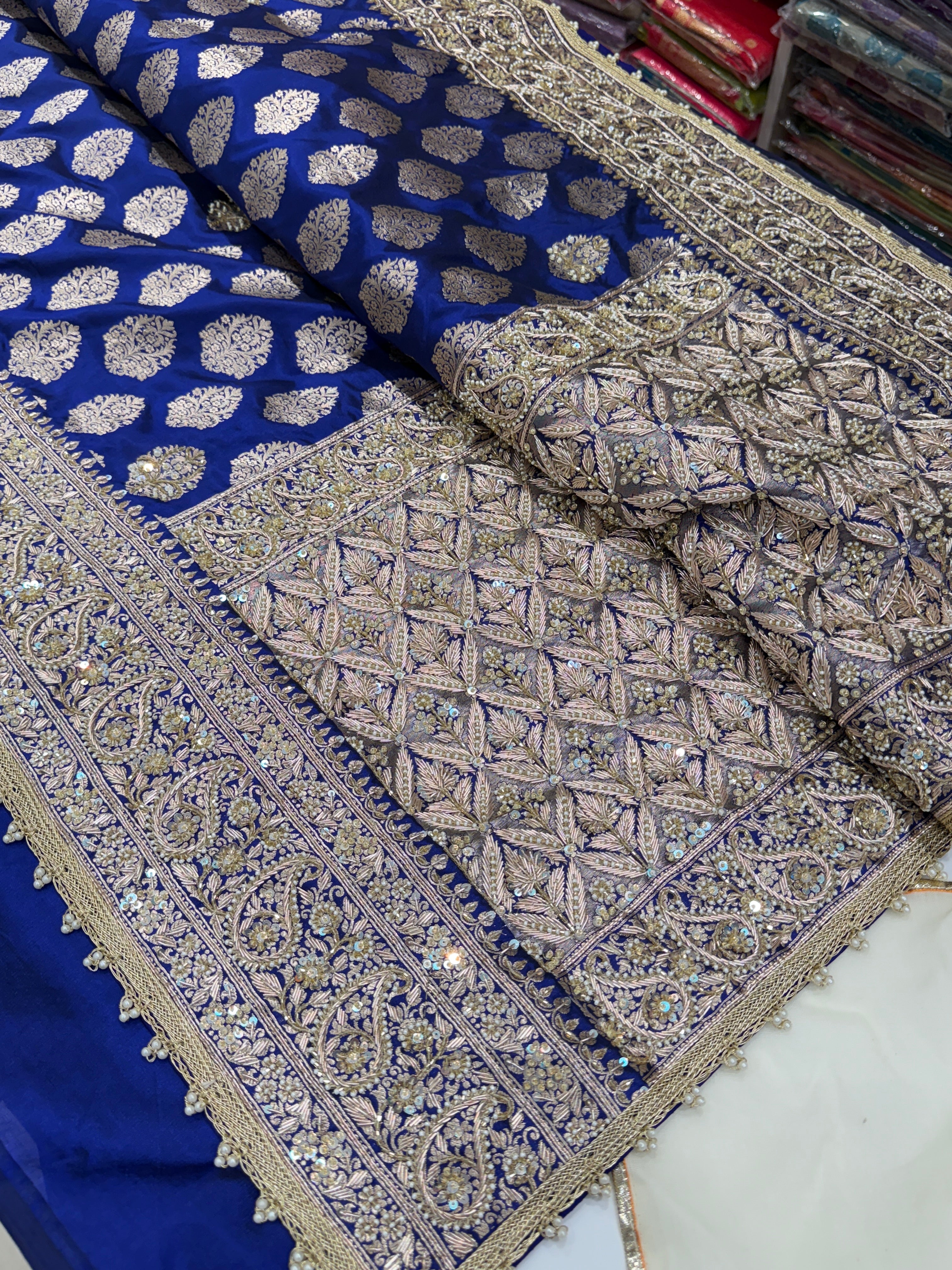 Blue Katan Zardosi Banarasi Saree