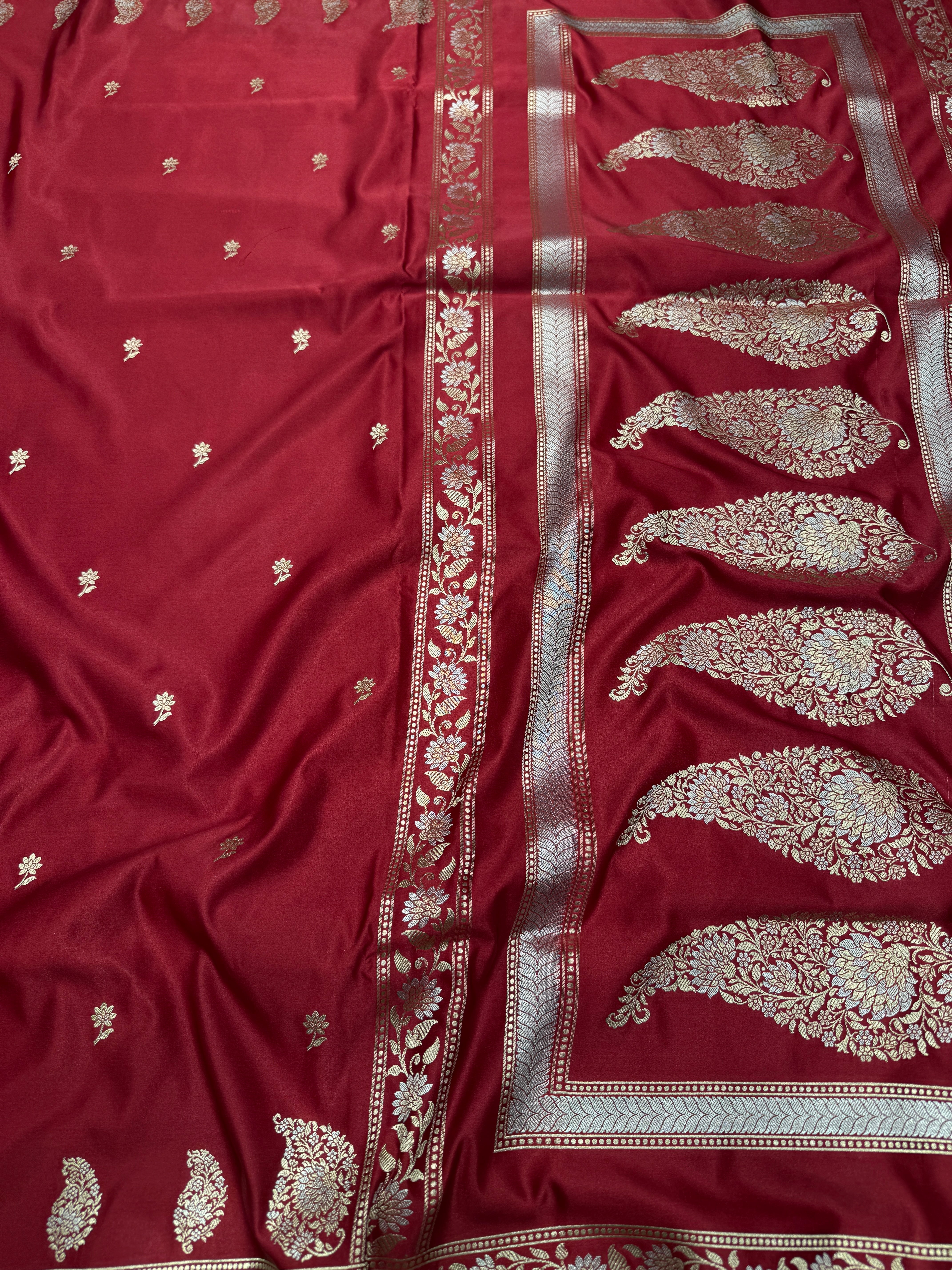 Maroon Sona Roopa Sunflower Butti Banarasi Silk Saree