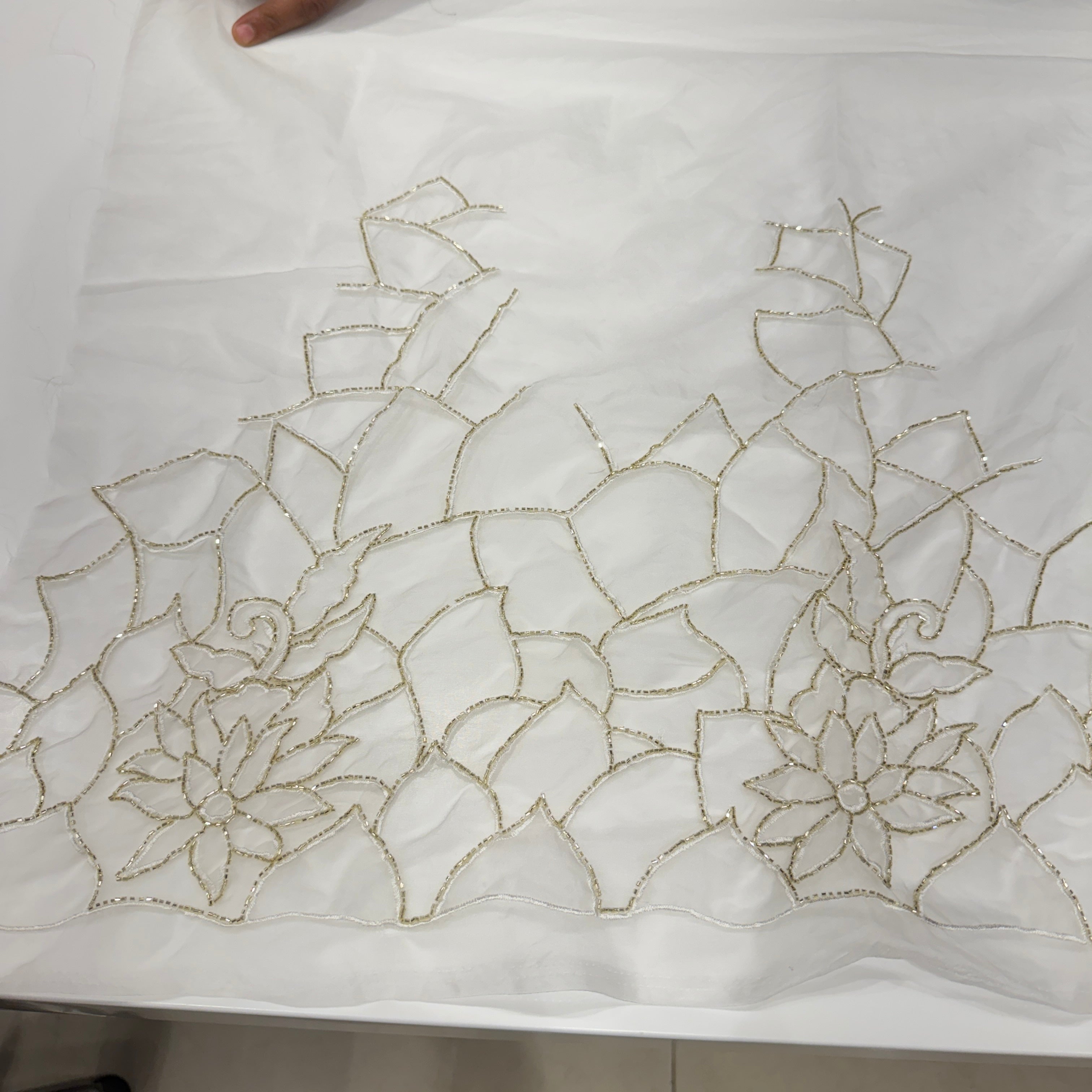 White Organza Hand Embroidery Blouse Piece