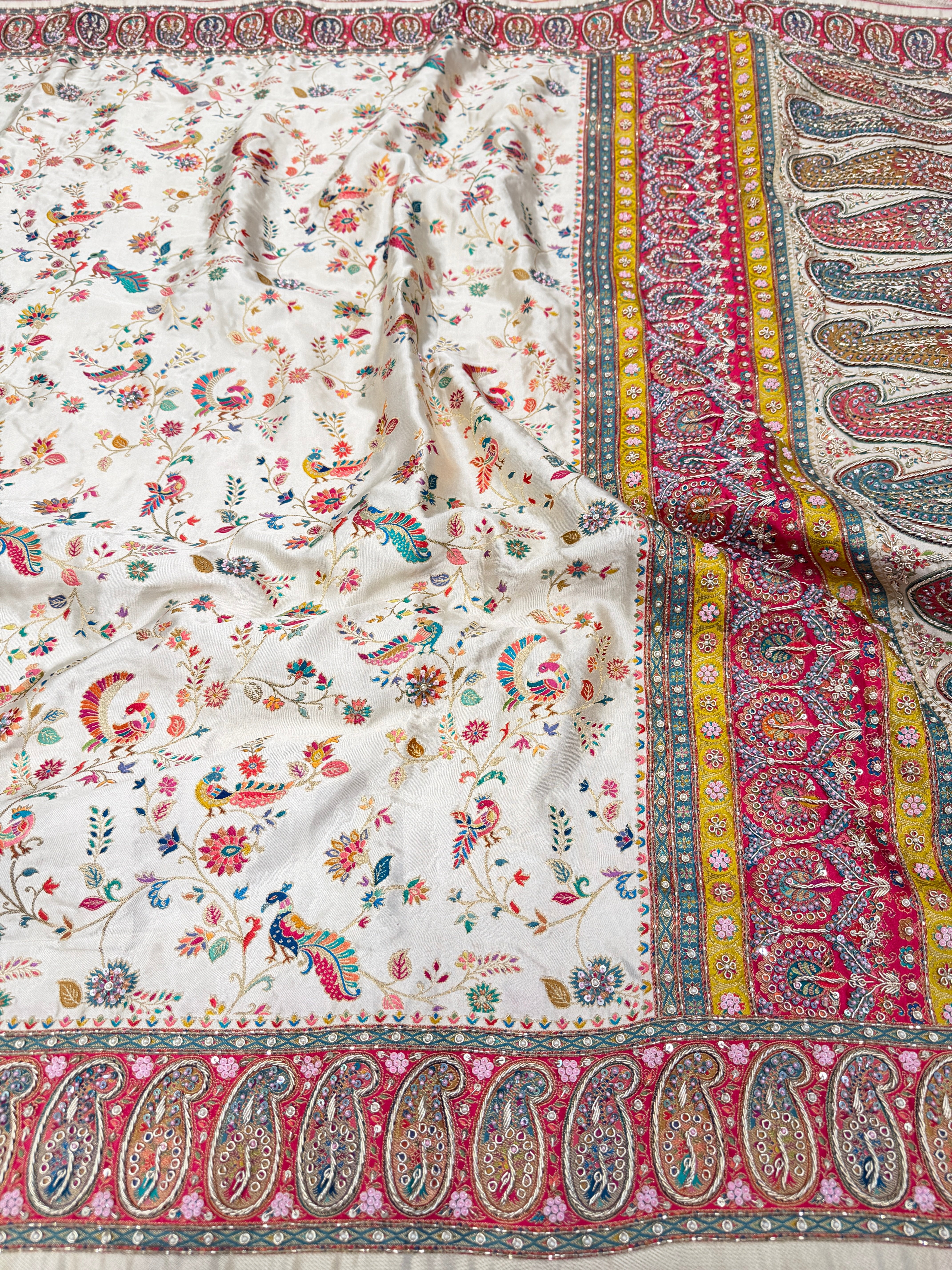 Banarasi Modal Rangkat Zardosi Hand Embroidery Meenakari Saree