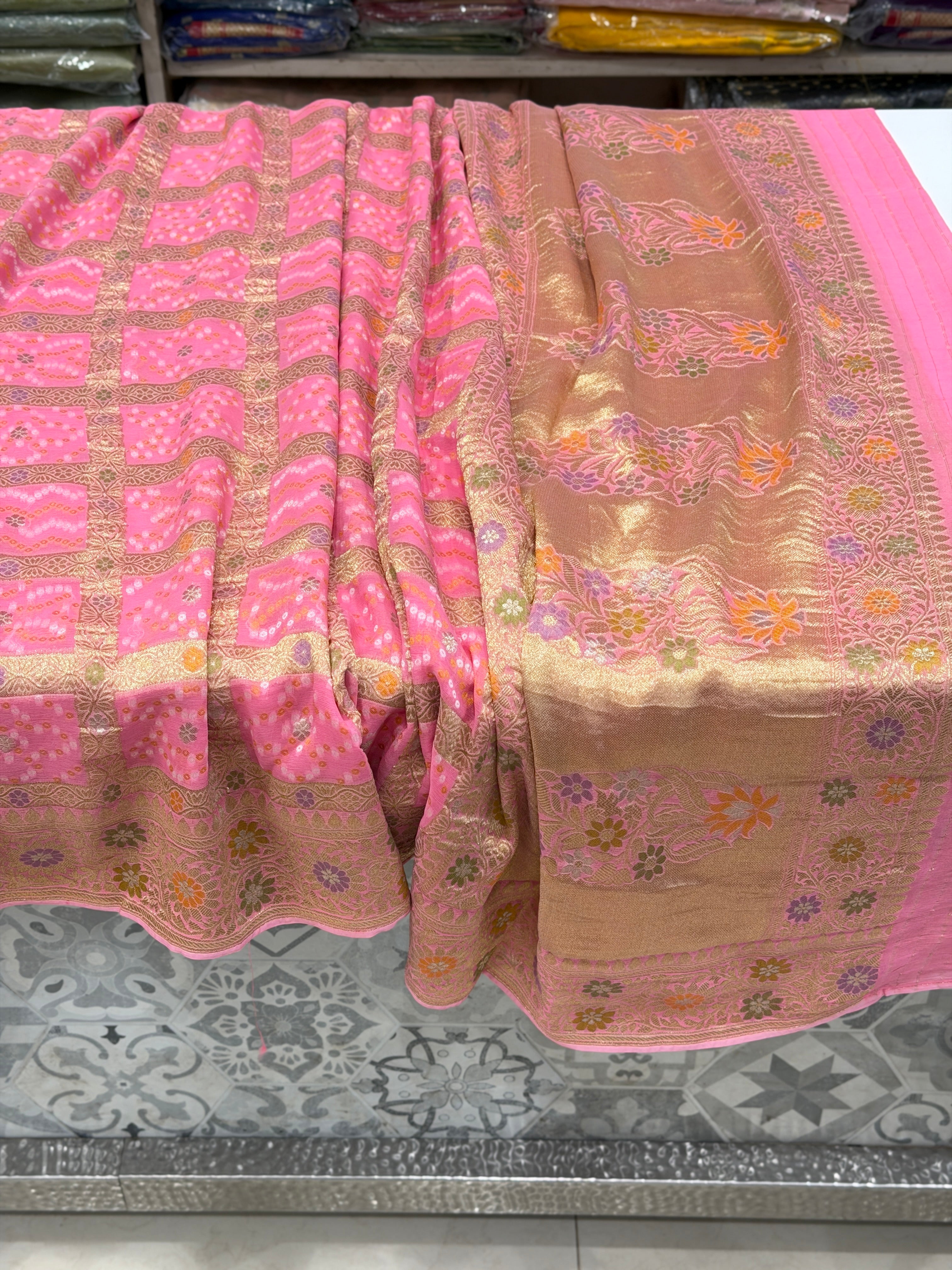Light Pink Meenakari Gharchola Georgette Saree