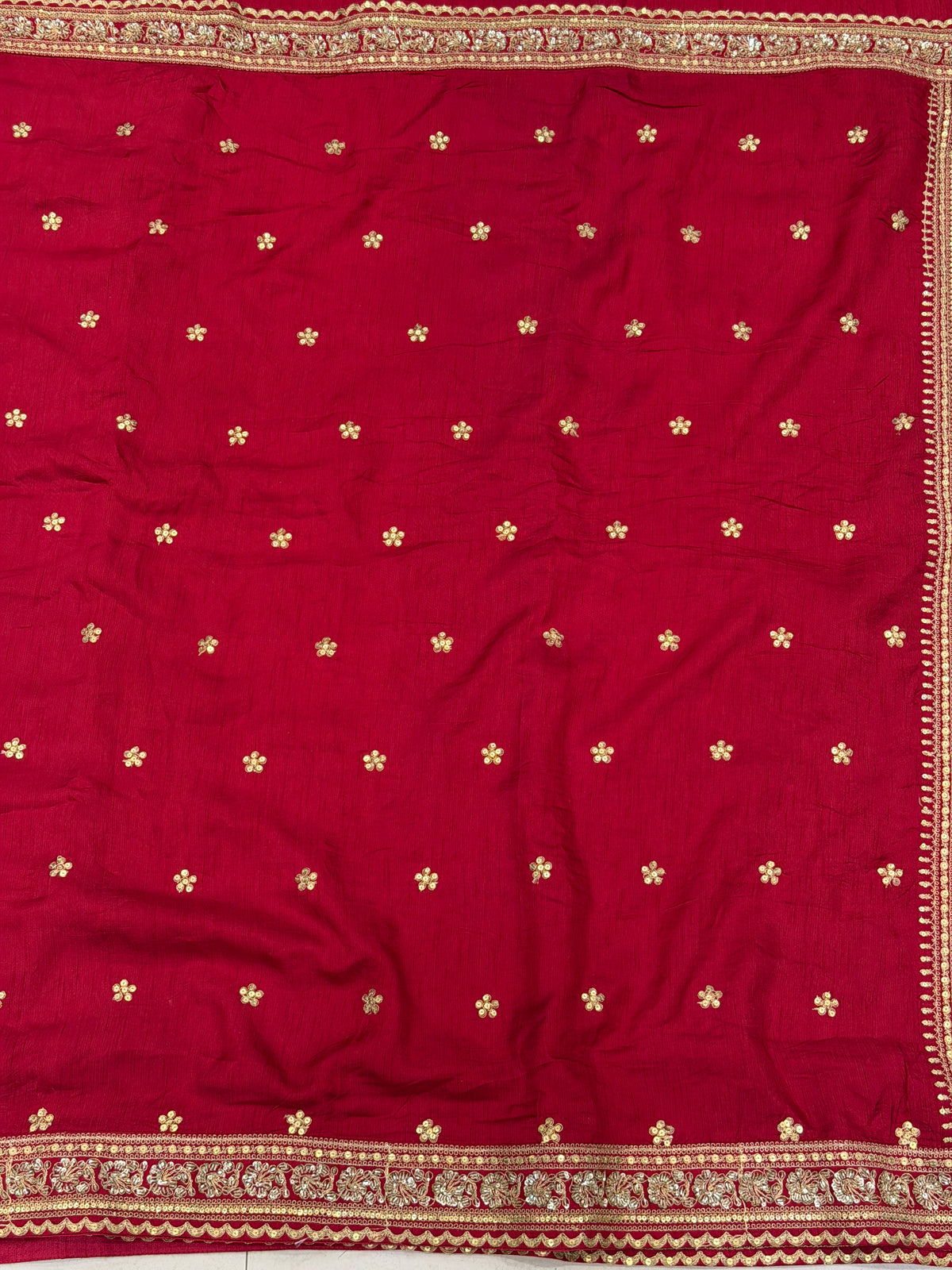Red Heavy Pallu and Buttis Sabyasachi Inspired Marodi Embroidery Zardosi Saree
