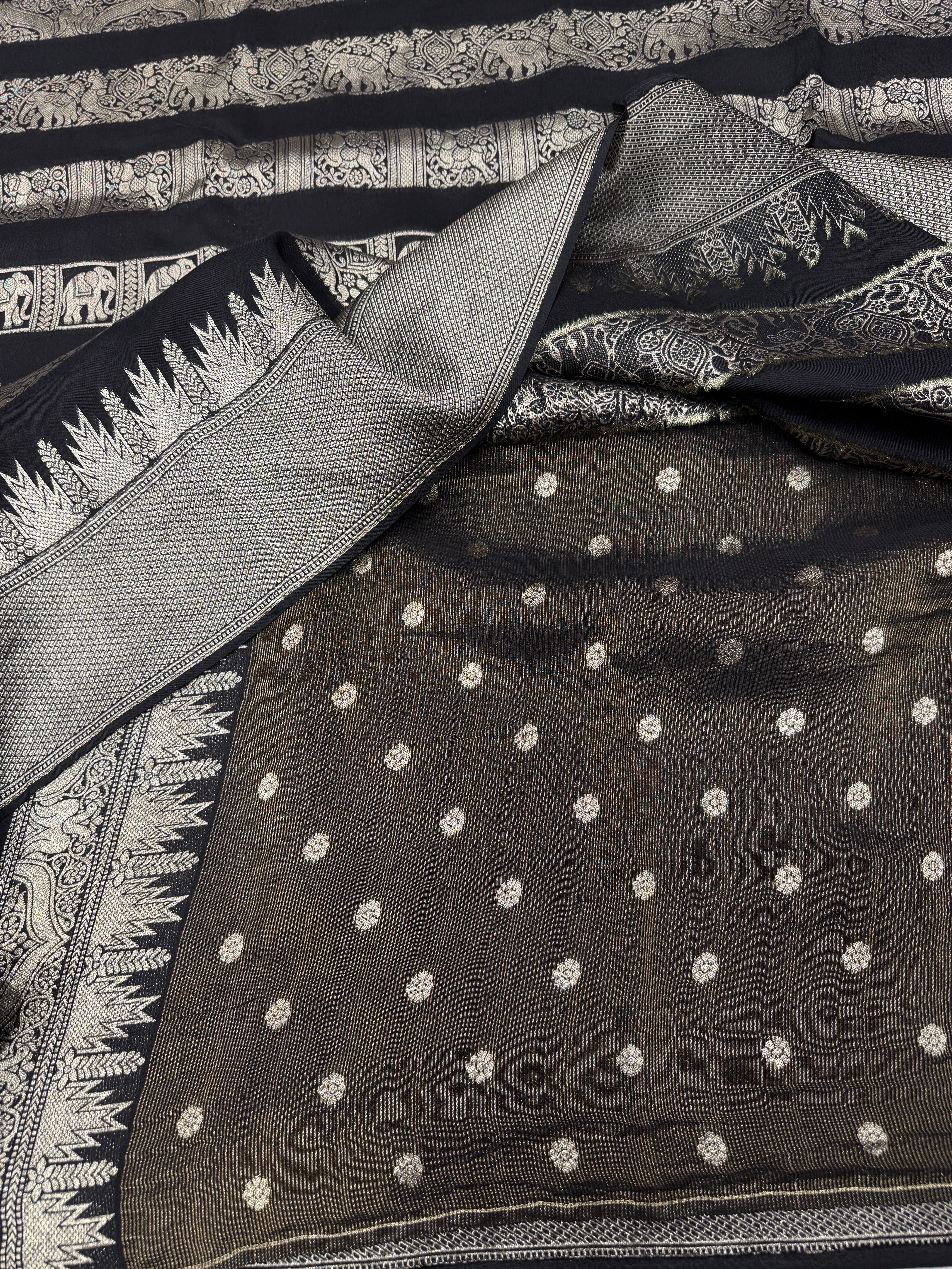 Nita Ambani Inspired Black Contemporary Kanchi Banarasi Saree