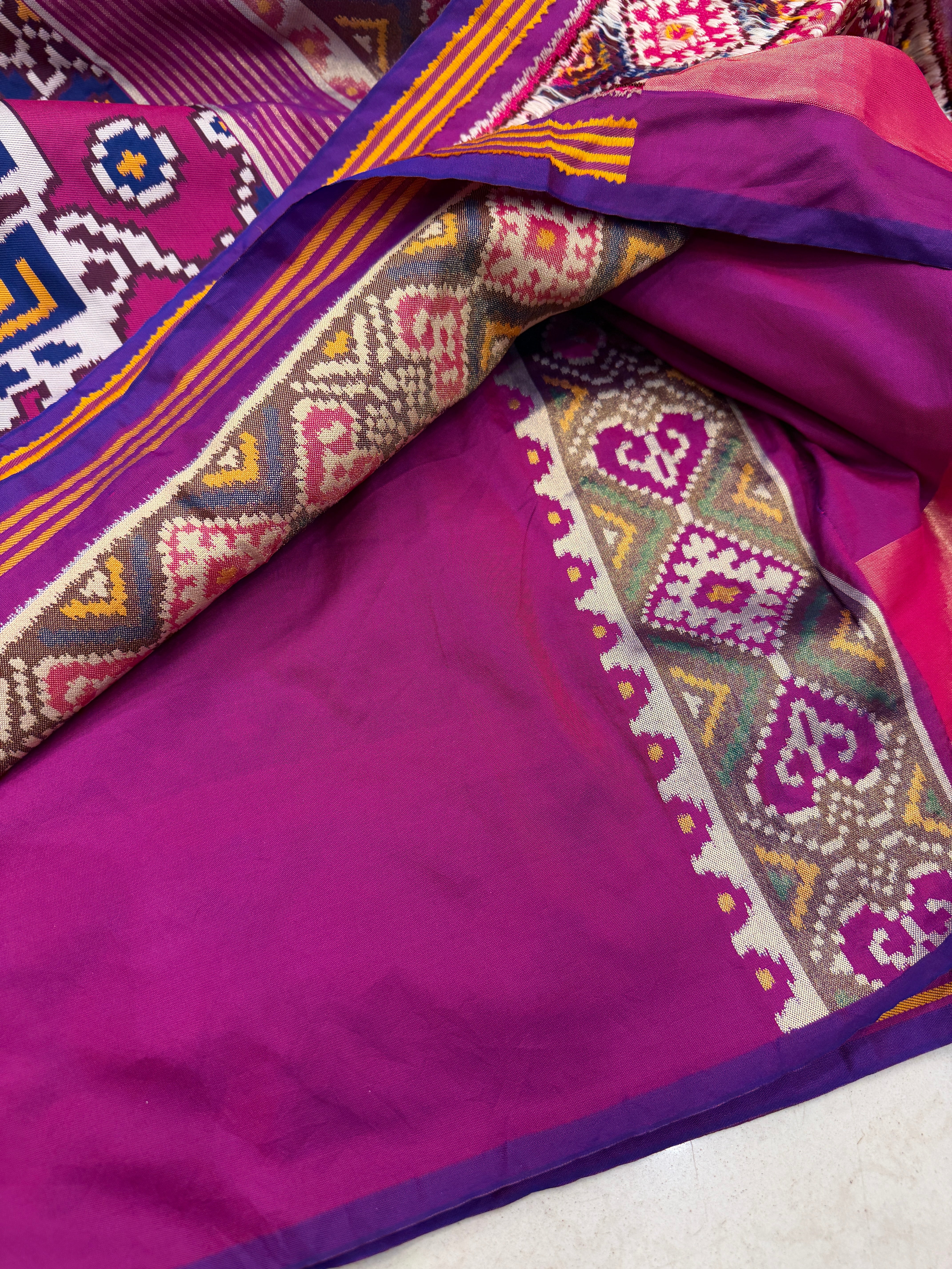 Rani Blue Chabdi Elephant Semi Silk Weaved Patan Patola Saree