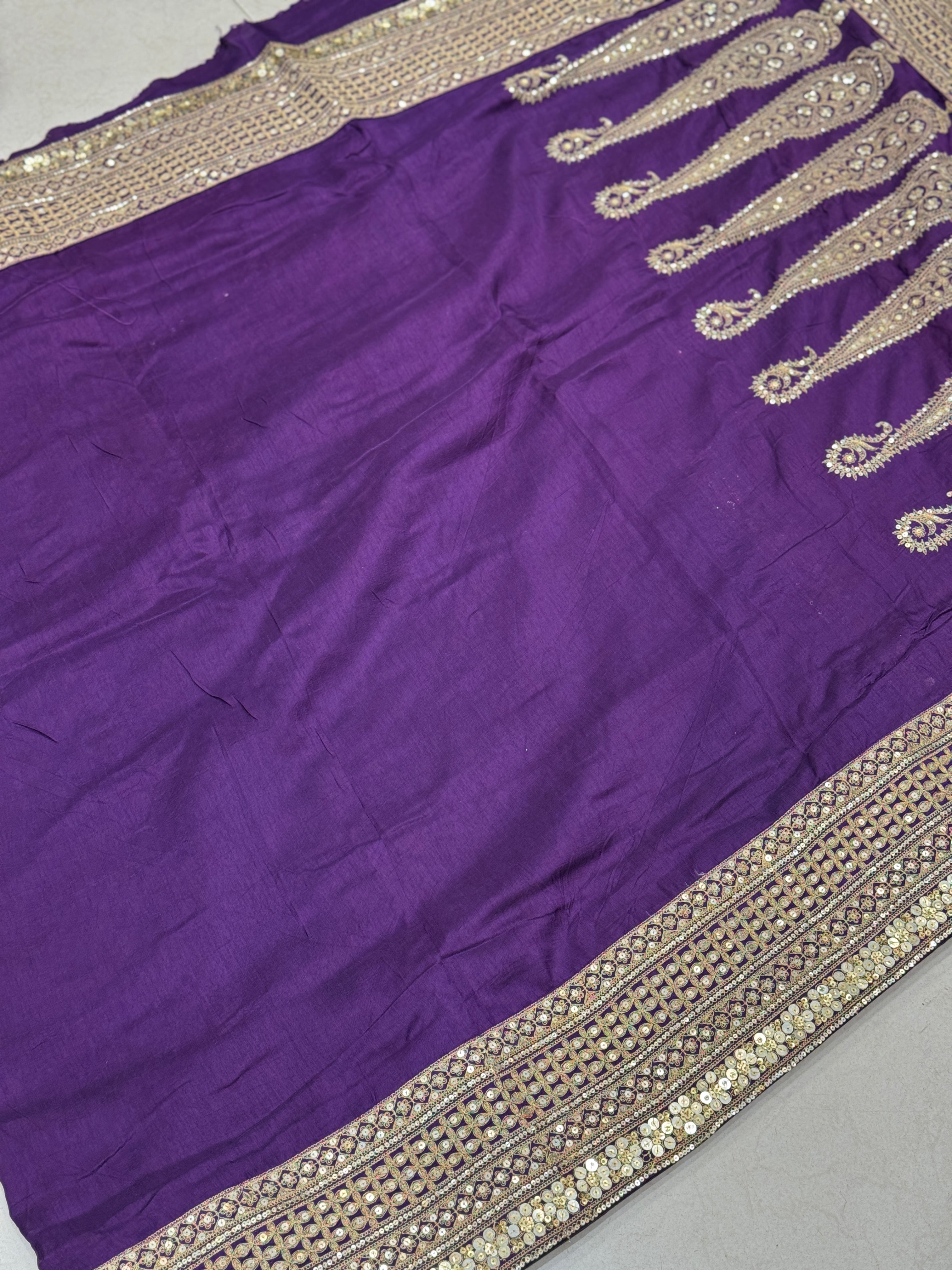 Wine Sabyasachi Inspired Marodi Embroidery Pure Silk Saree Keri Pallu Saree