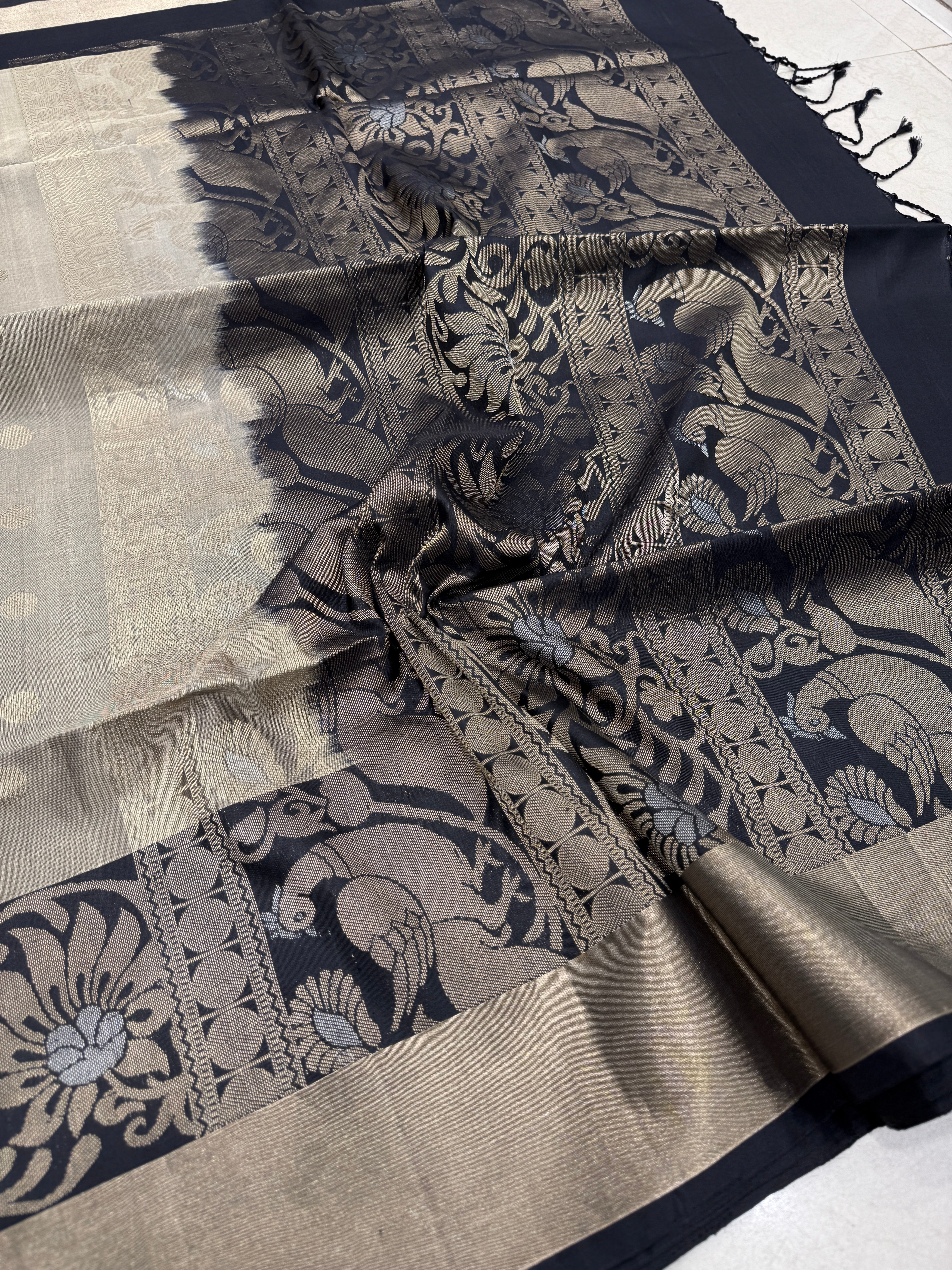 Cement Beige Handloom Kanchipuram Pure Silk Saree