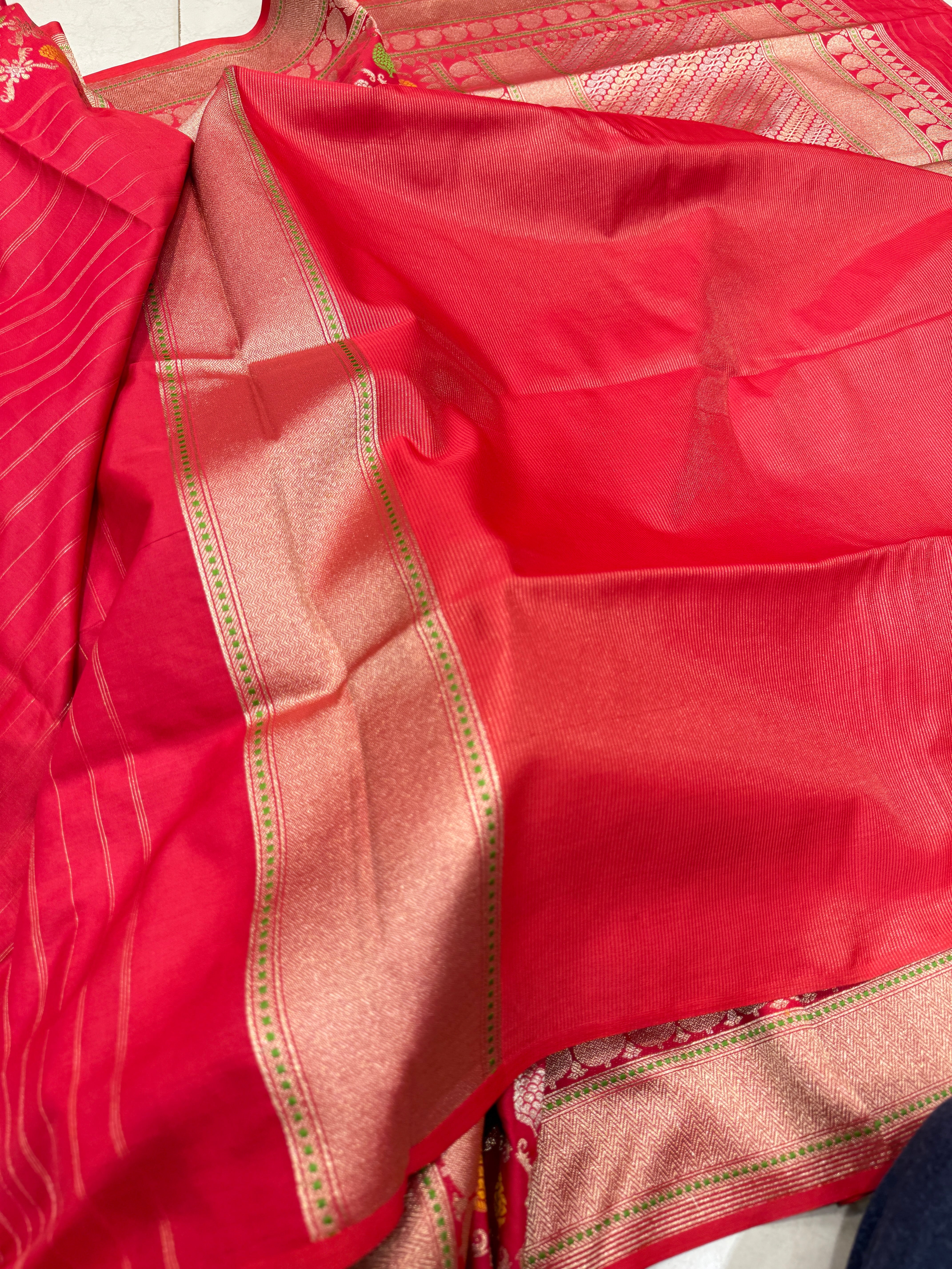 Red Pine Butta Banarasi Silk Saree