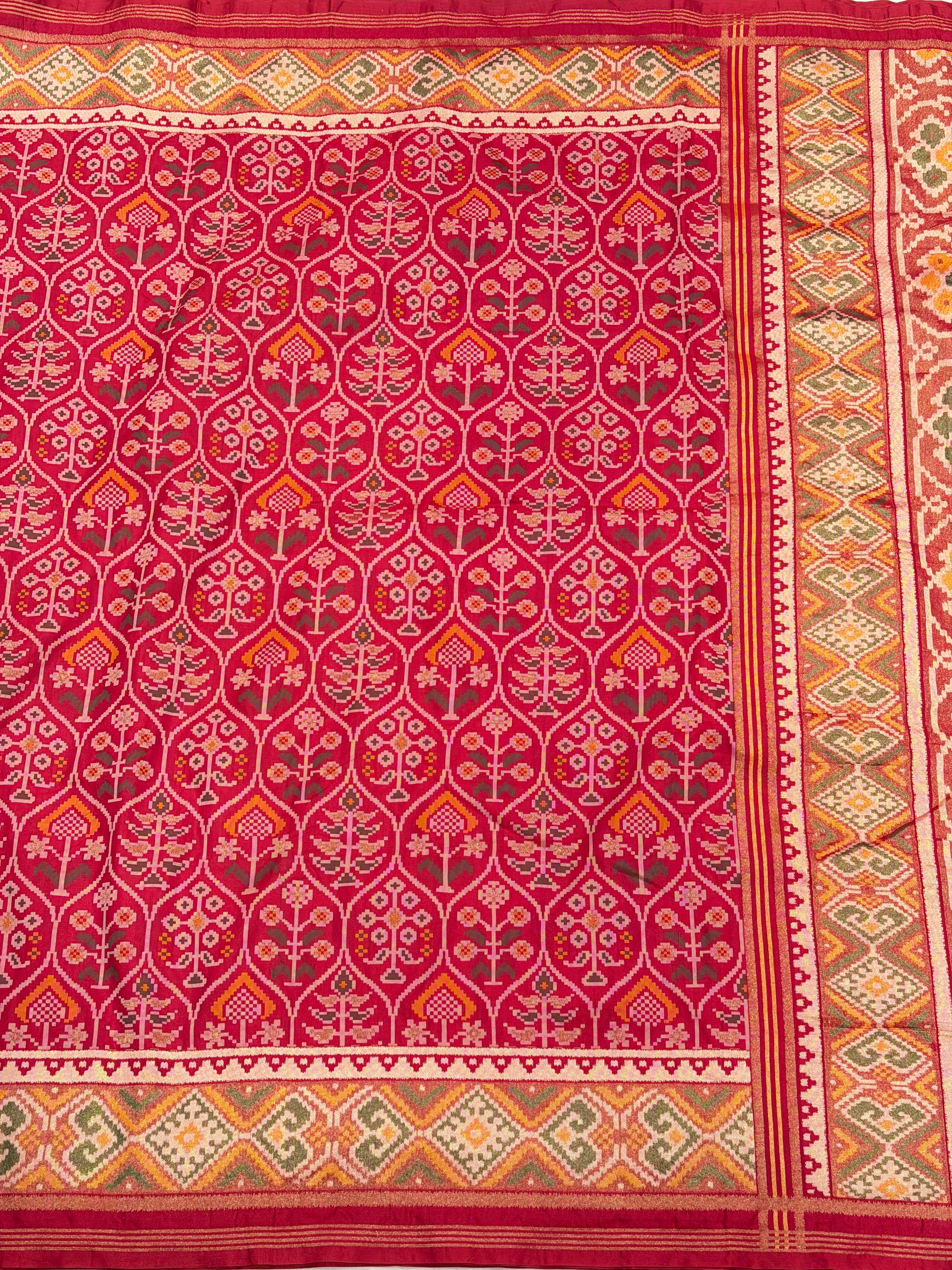 Red Crown Jaal Semi Silk Patan Patola Saree