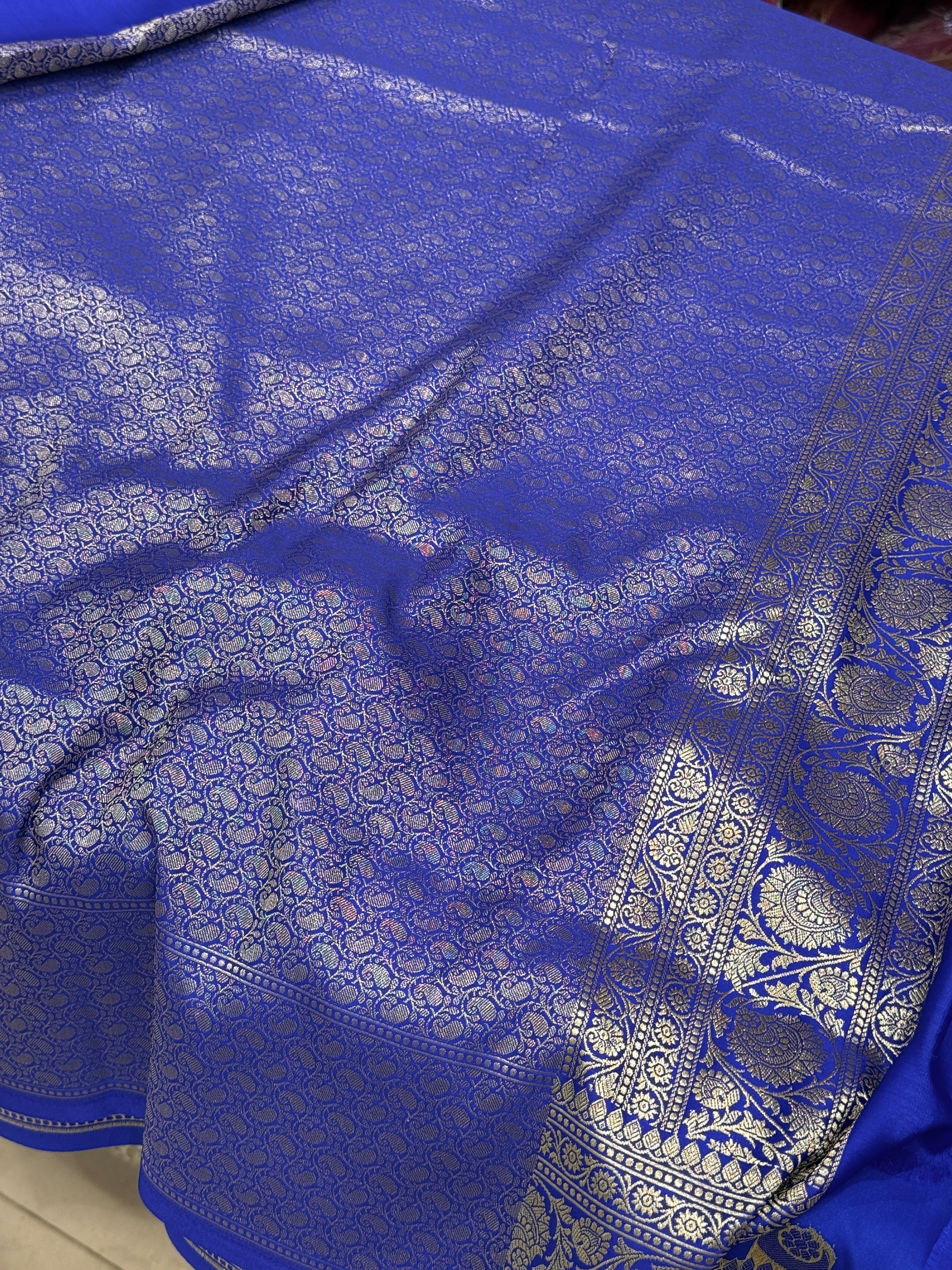 Blue Banarasi Chand Butti Saree
