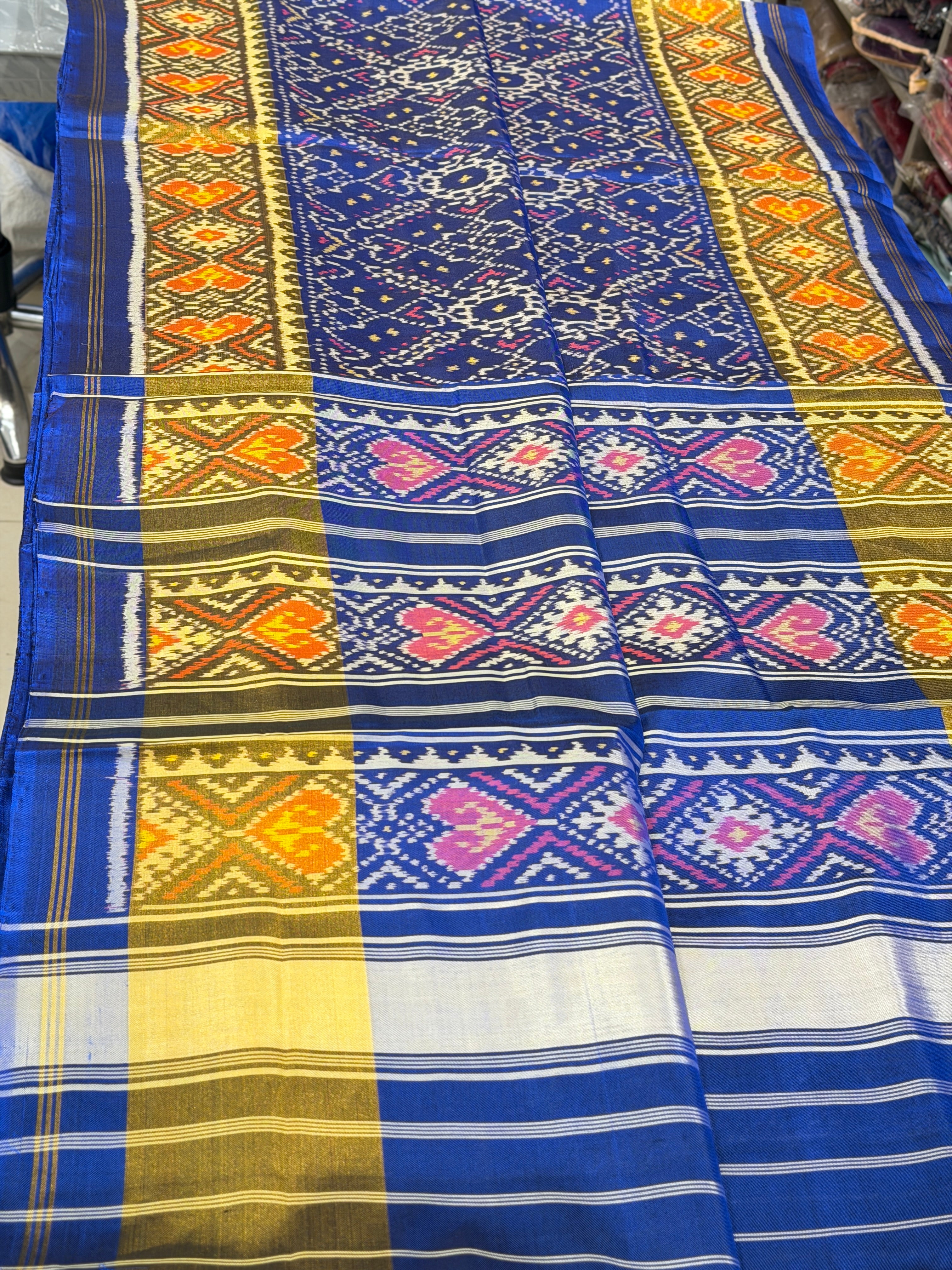Blue Manek Chowk Pure Silk Patan Patola Handloom Saree