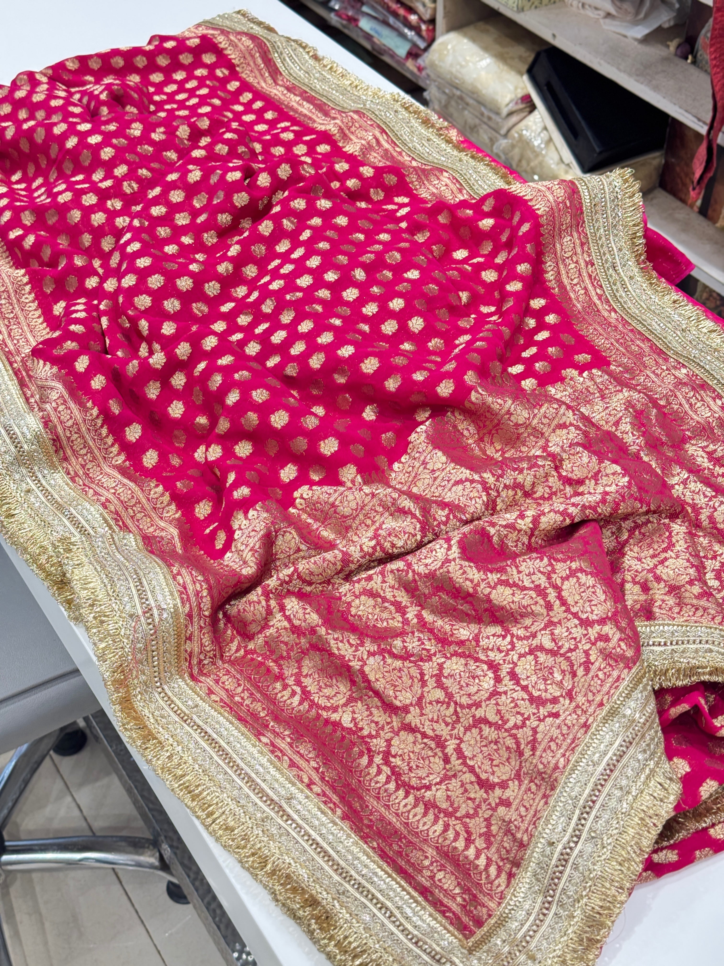 Rani Banarasi Khaddi Georgette Maharani Edit Saree