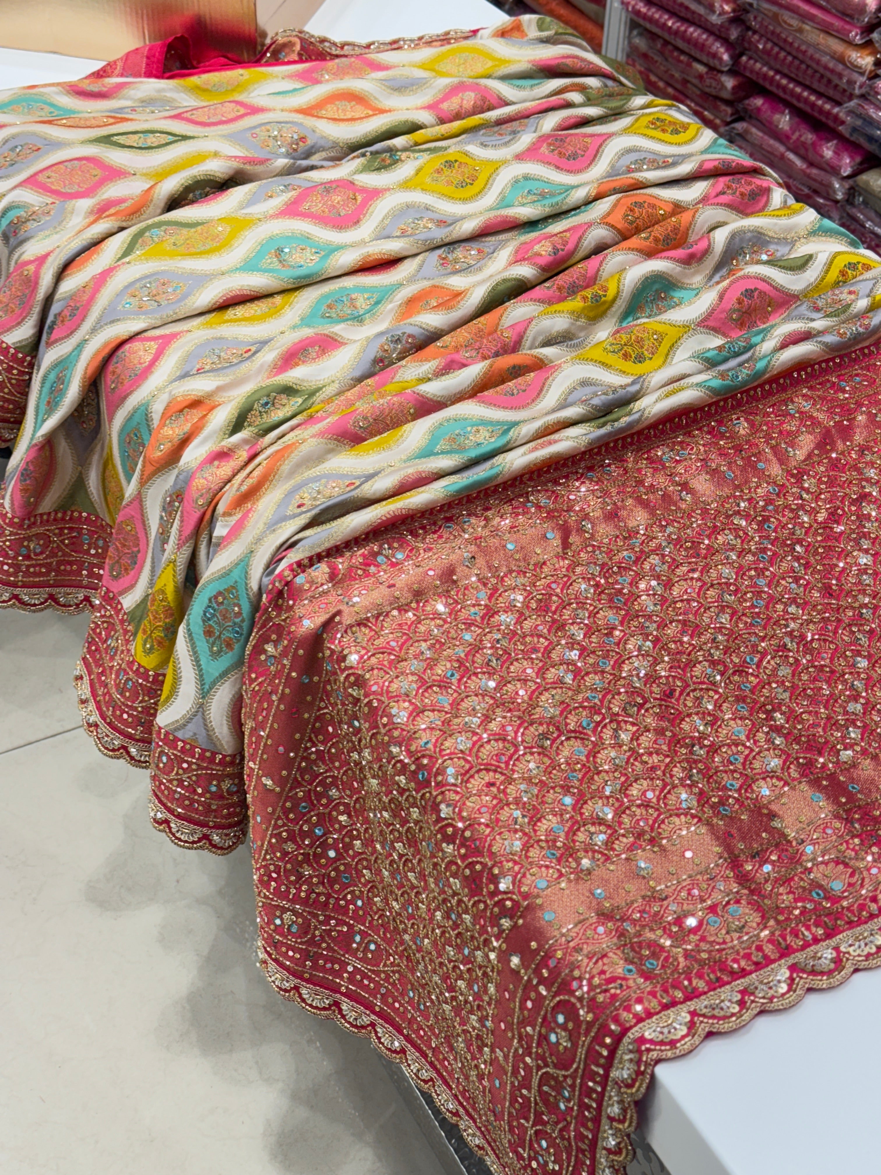 Banarasi Modal Rangkat Hand Embroidery Maharani Saree