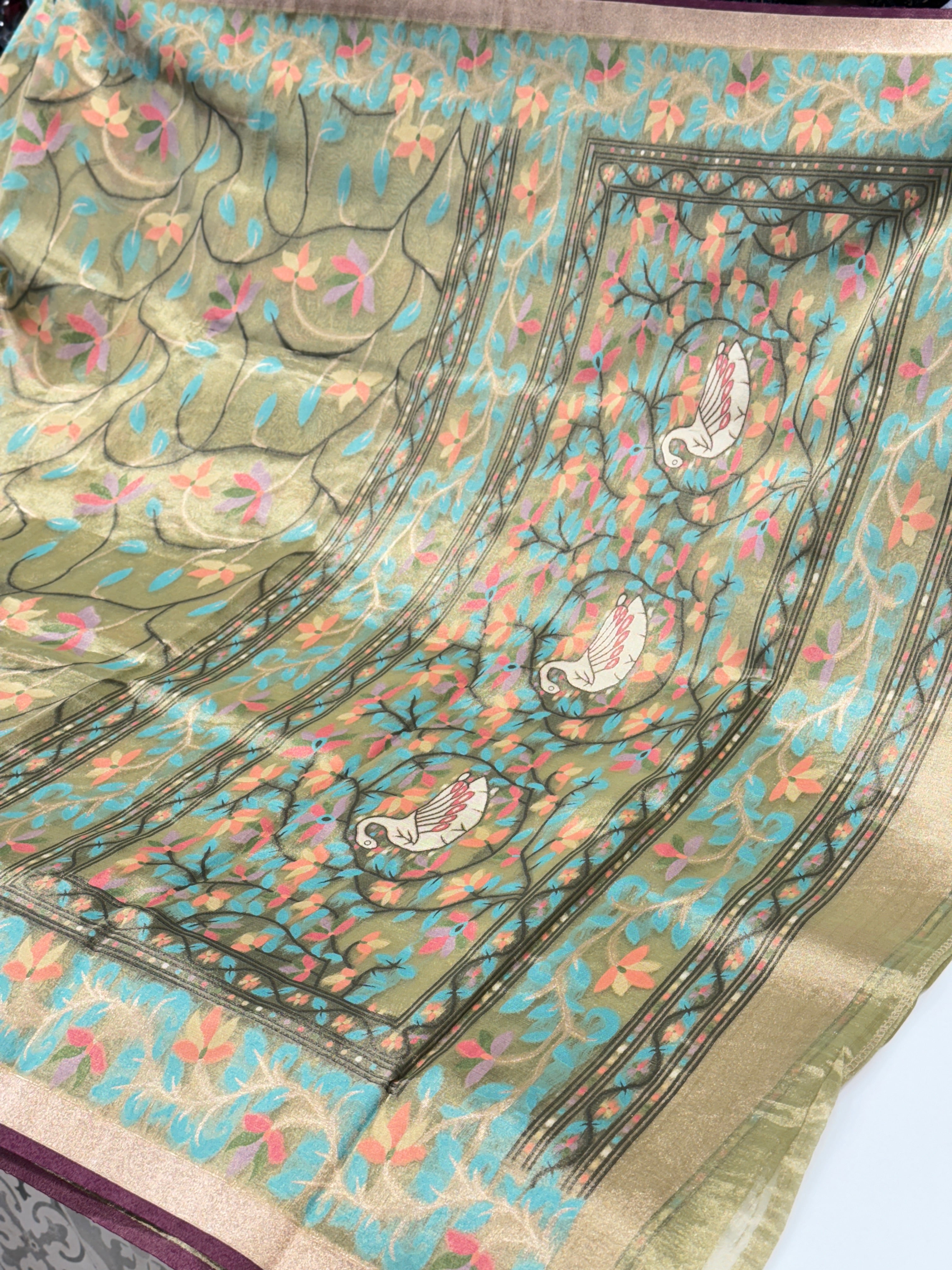 Green Tissue Paithani Duck Pallu Saree