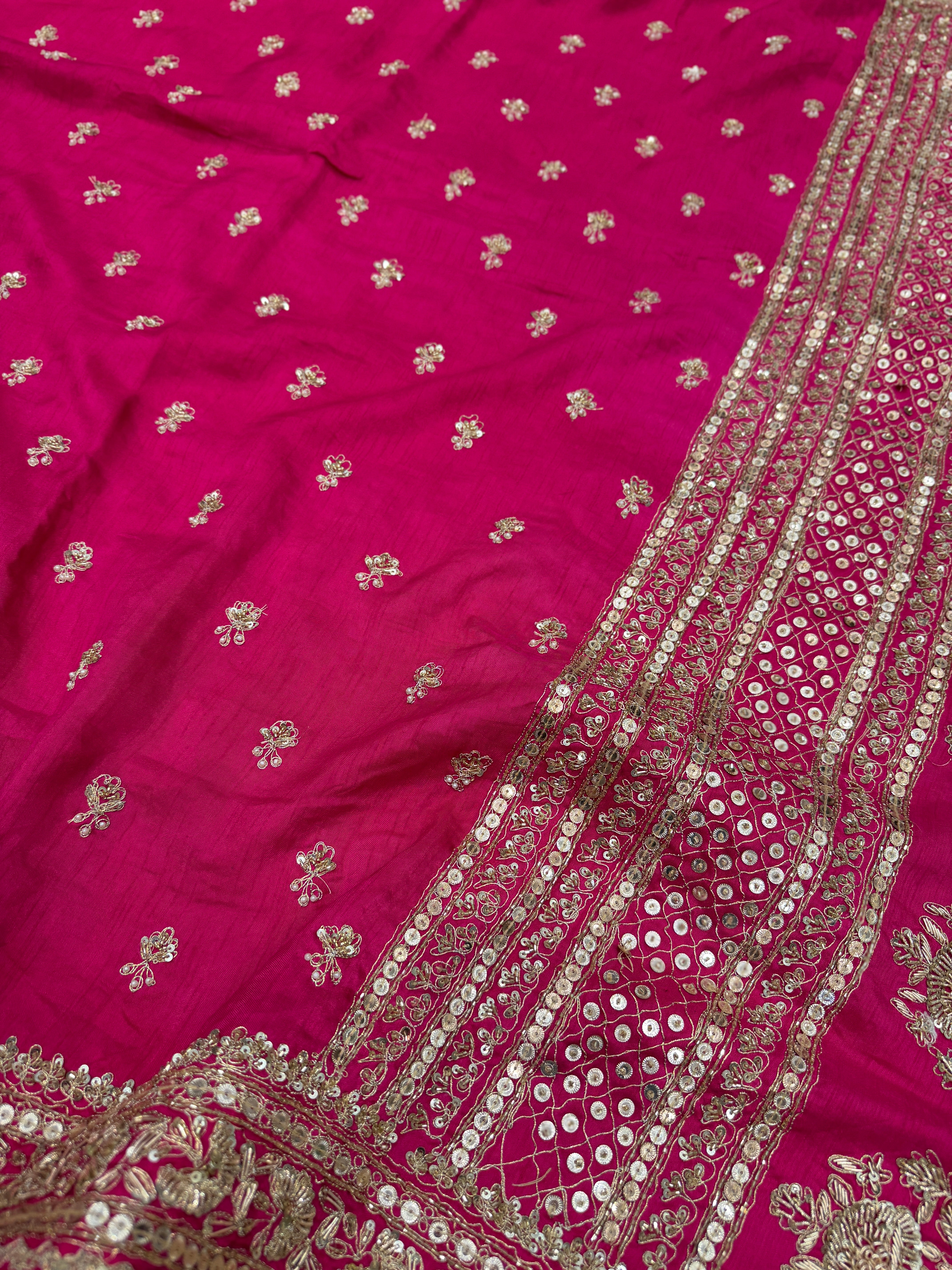 Rani Sabyasachi Inspired Marodi Embroidery Pure Silk Butti Saree
