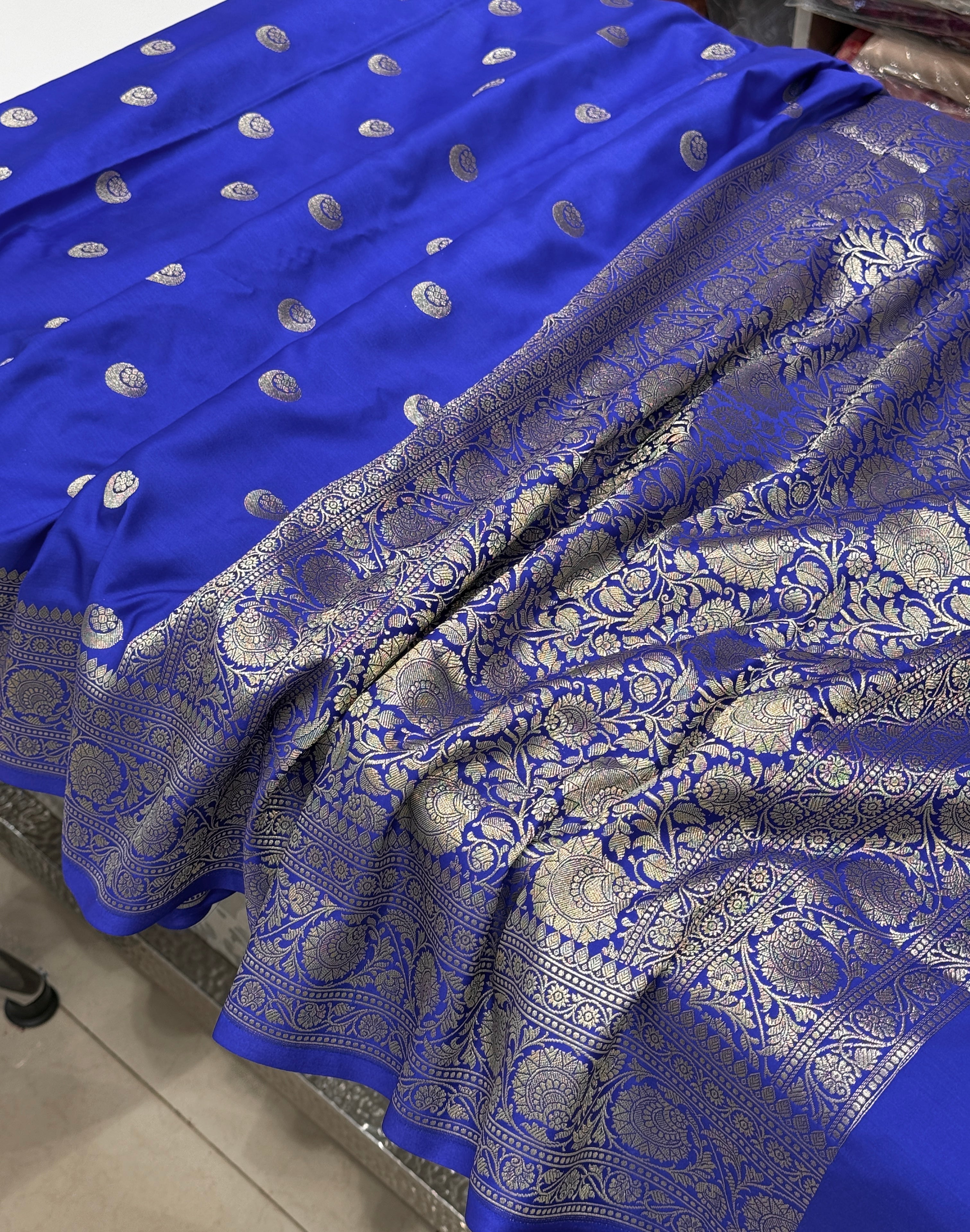 Blue Banarasi Chand Butti Saree