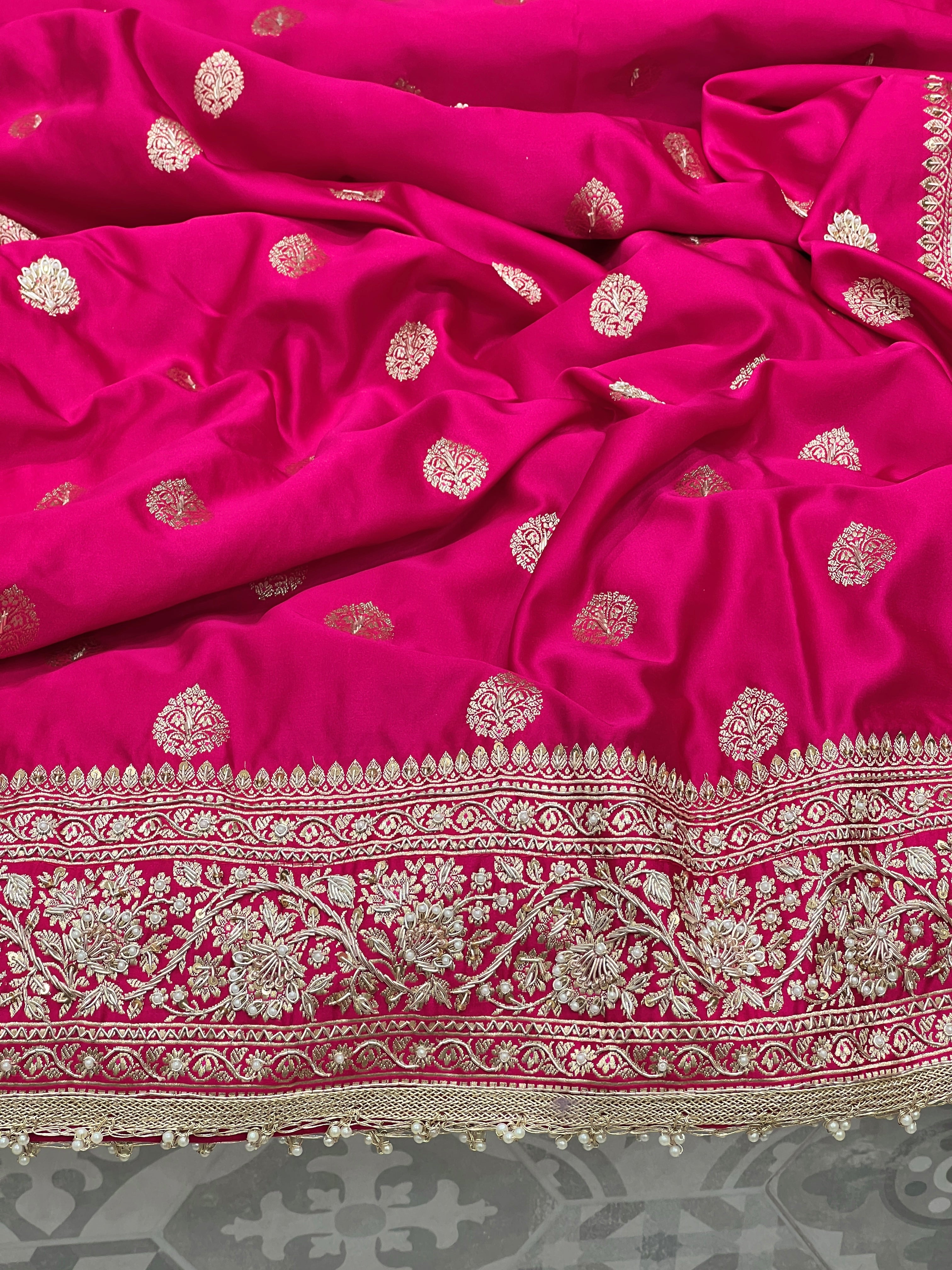Rani Banarasi Silk Butti Zardozi Saree