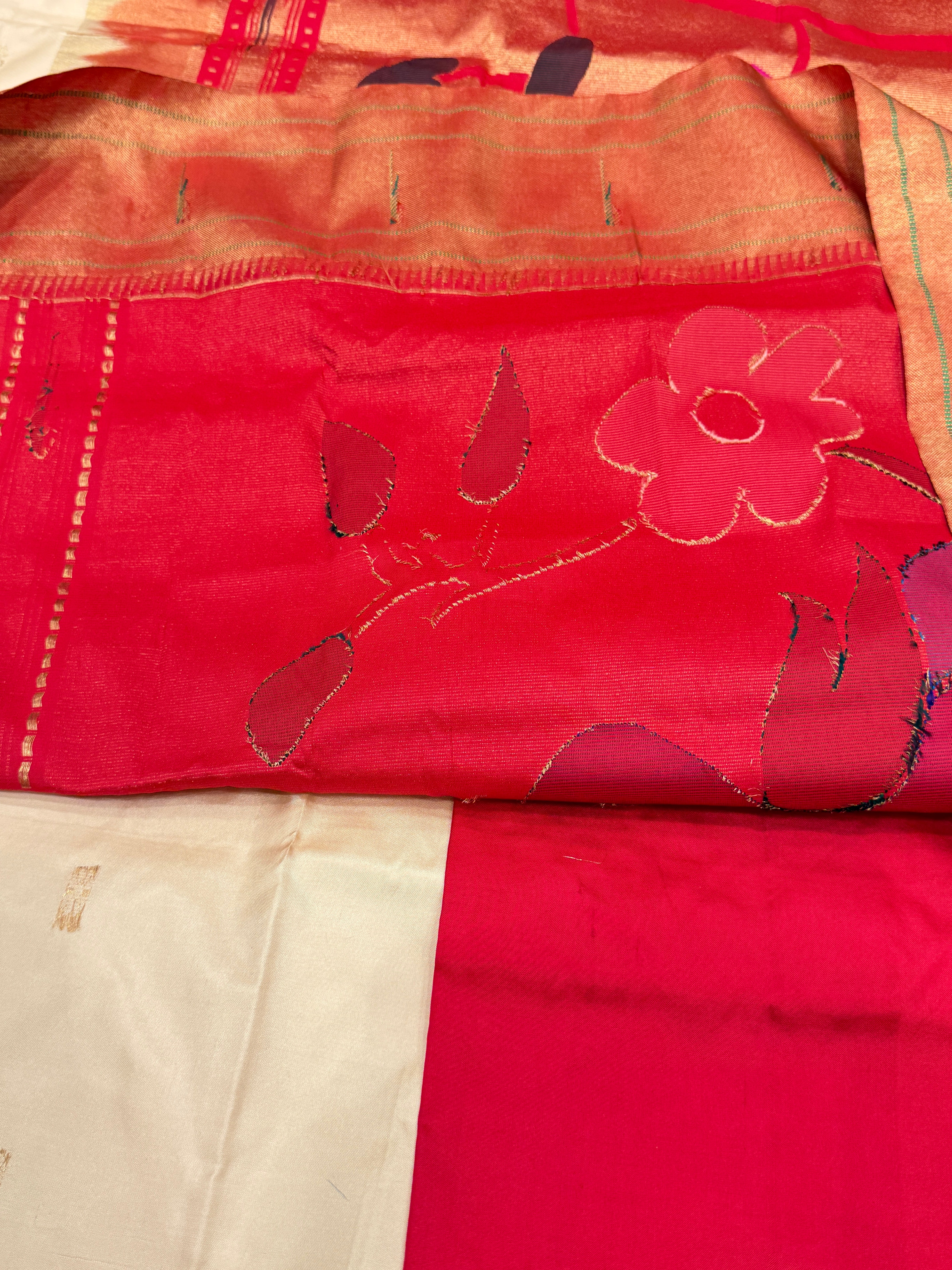 Moti White Muniya Pure Silk Handloom Paithani Saree