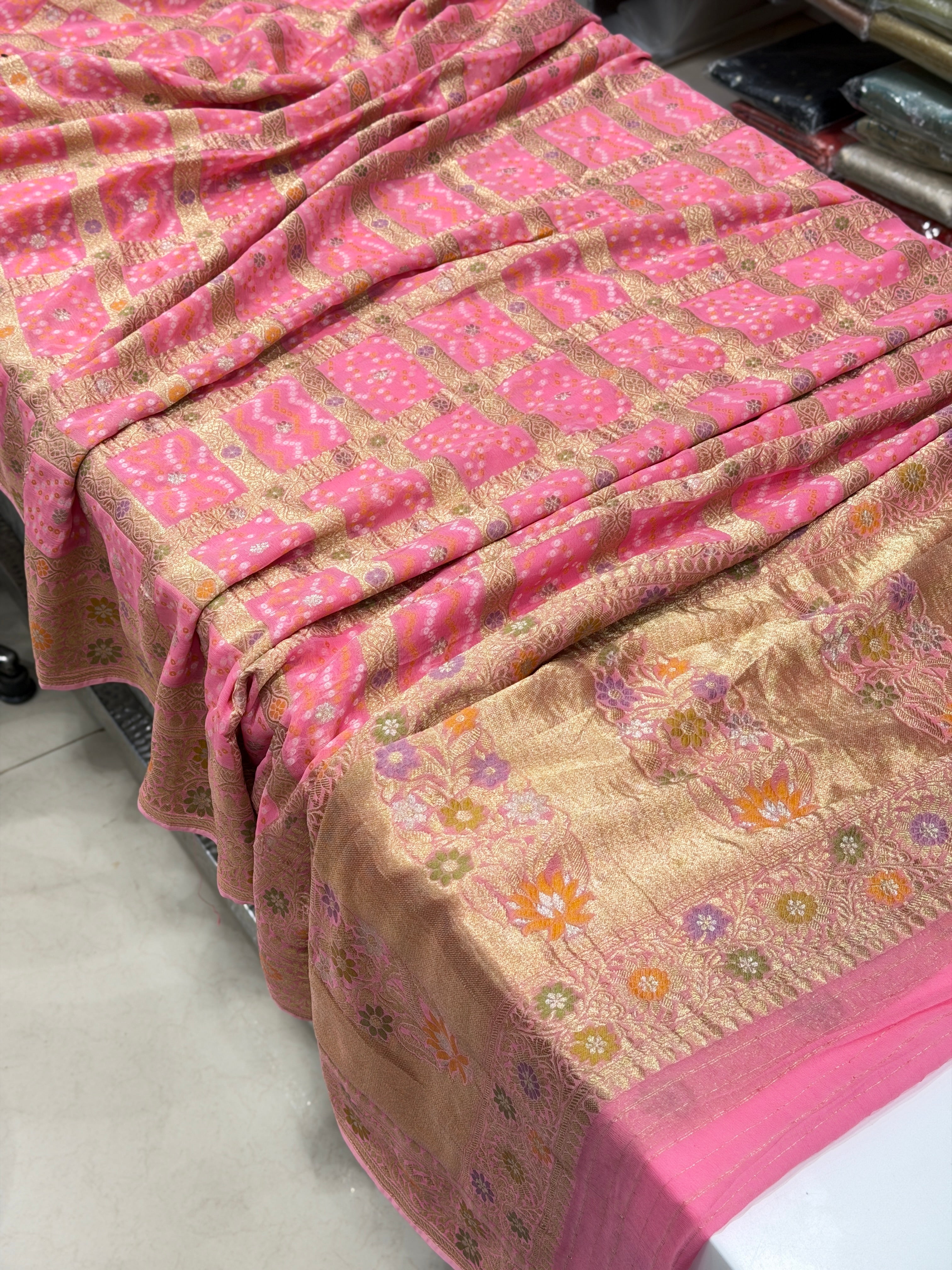 Light Pink Meenakari Gharchola Georgette Saree
