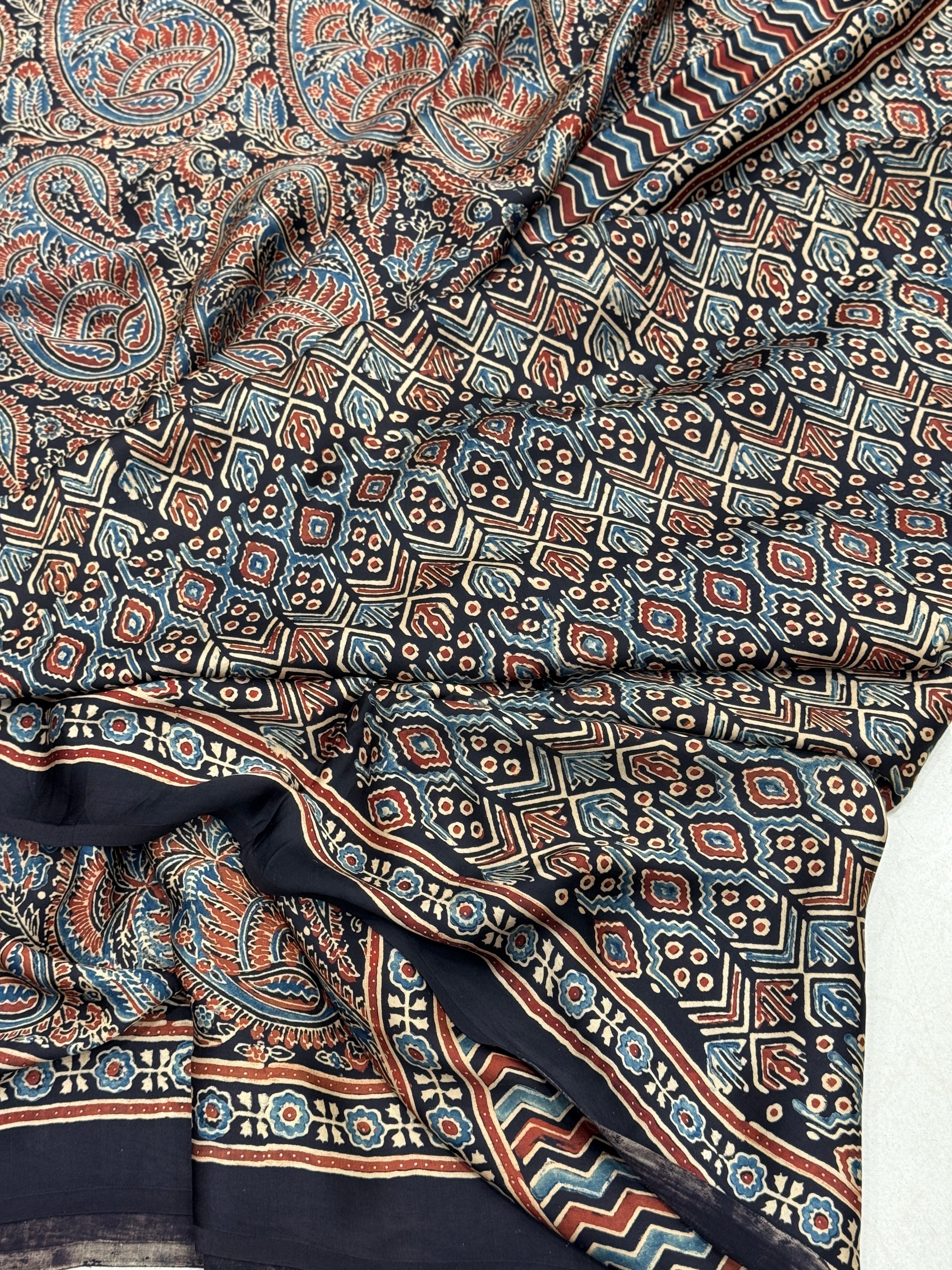 Black Keri Jewelled Badam Butti Ajrakh Saree