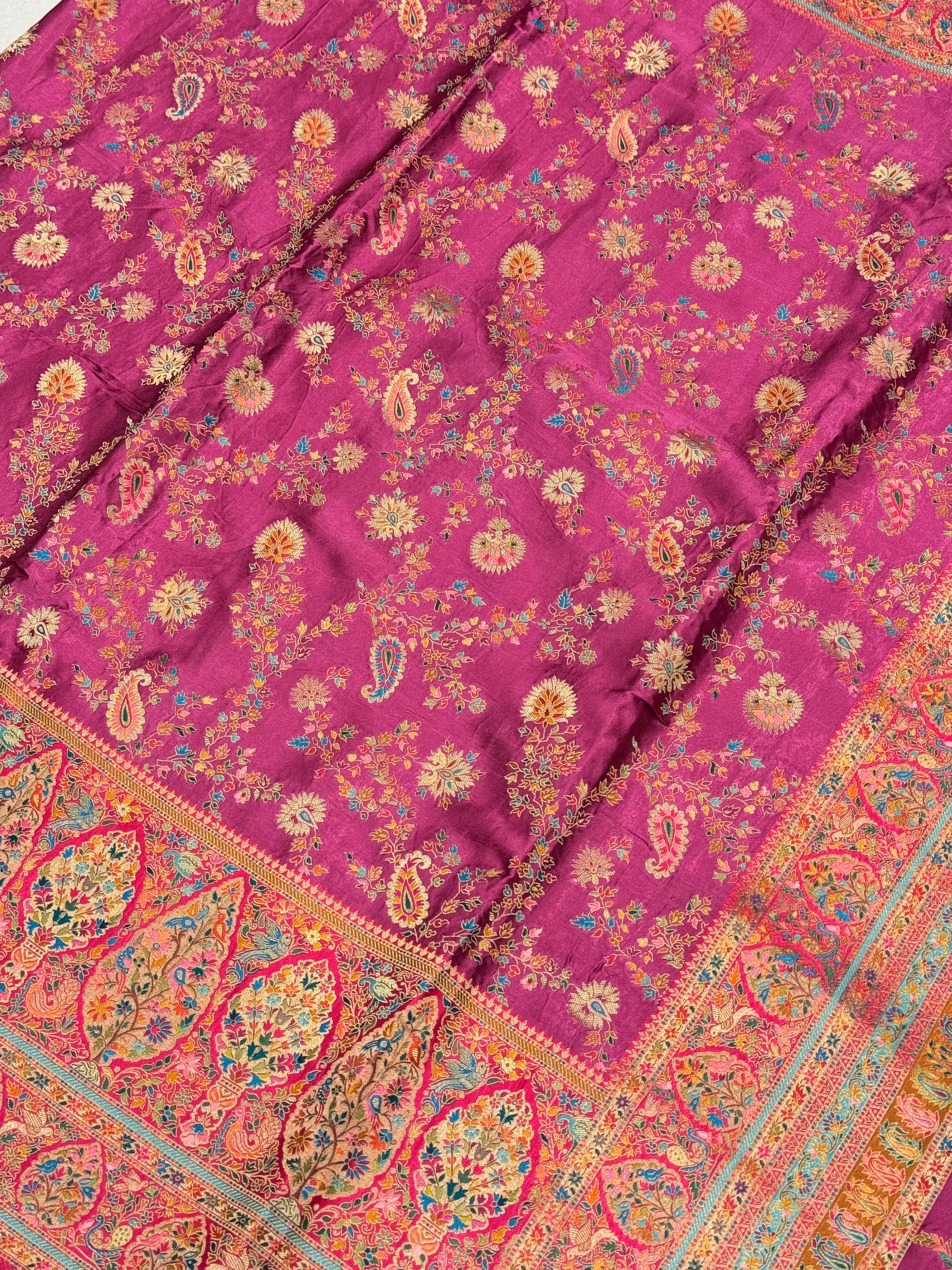 Rasberry Pink Banarasi Modal Rangkat Meenakari Jaal Big Border Saree