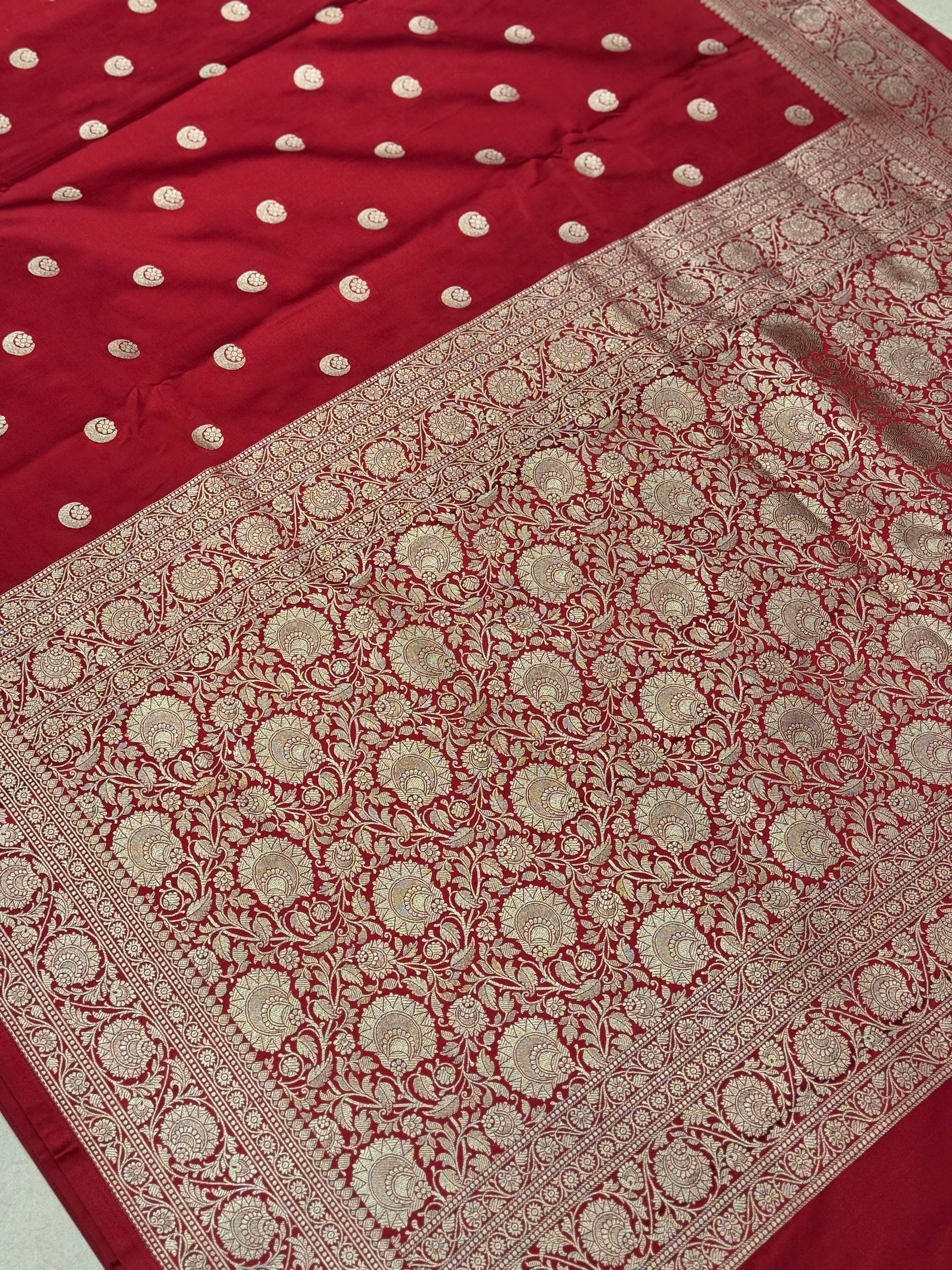 Maroon Banarasi Chand Butti Saree