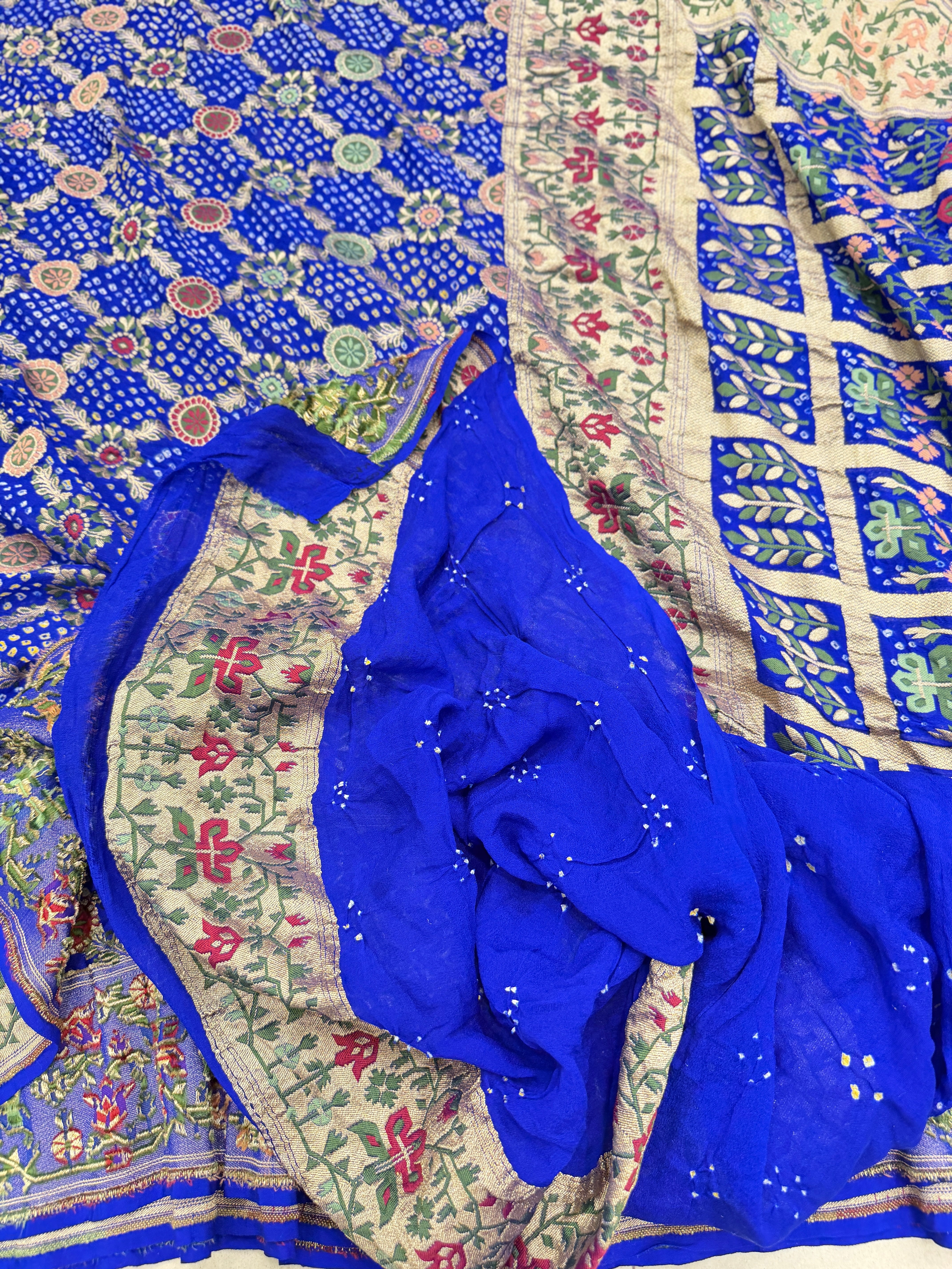 Blue Paithani Fusion Meenakari Rai Bandhej Saree