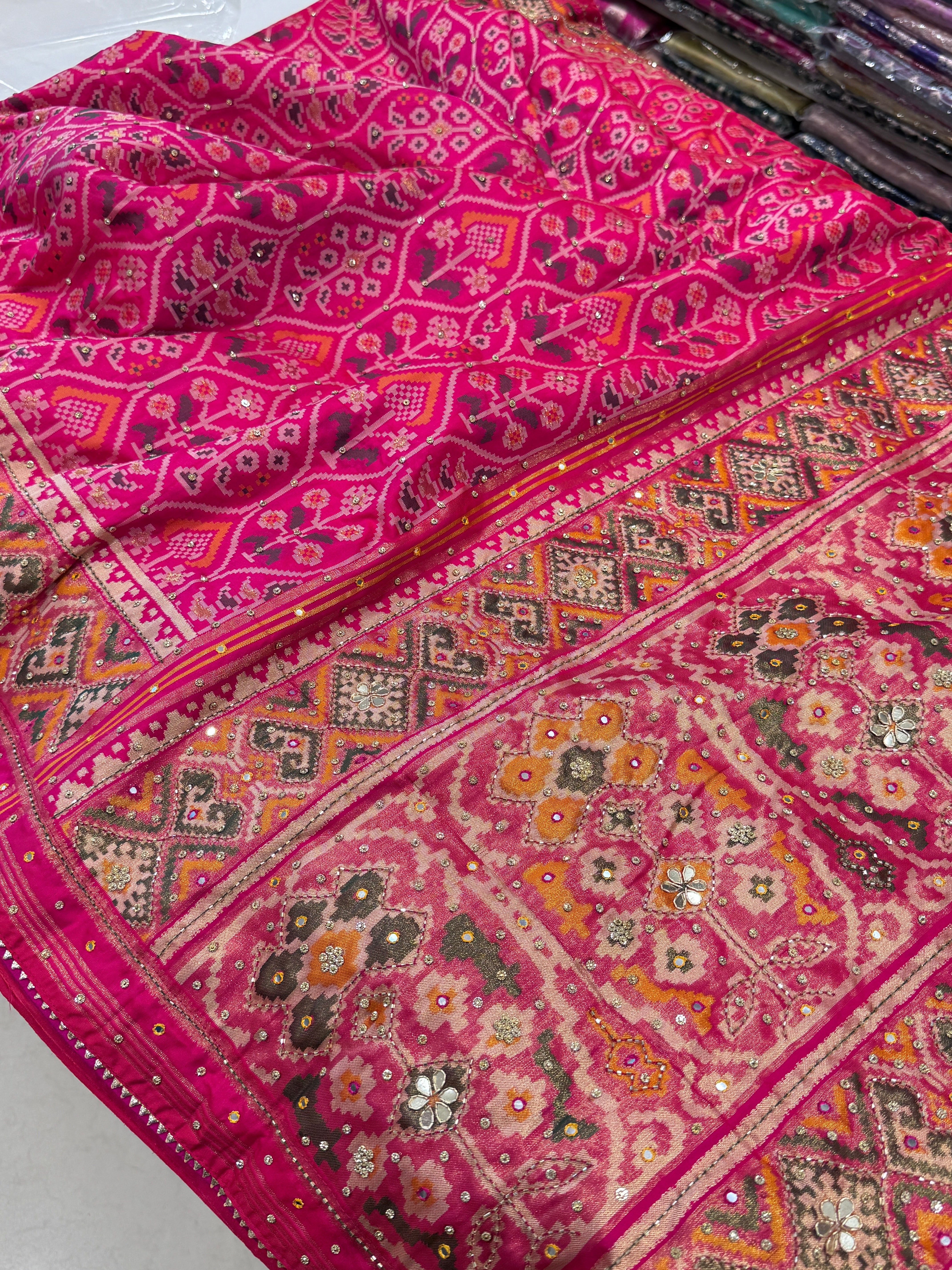 Rani Patola Kutchi Embroidery Saree