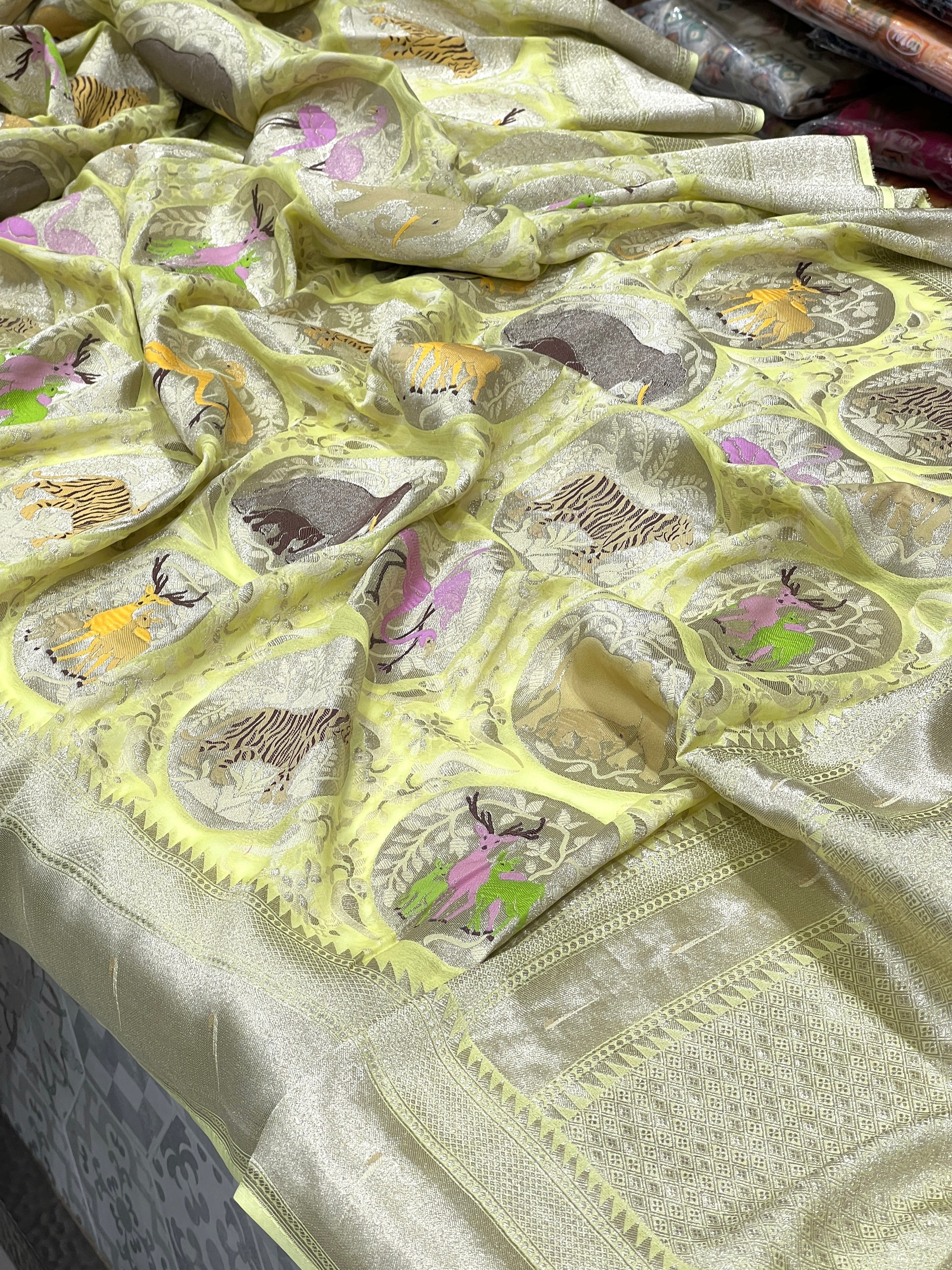 Pista Green Vantara Banarasi Khaddi Georgette Saree