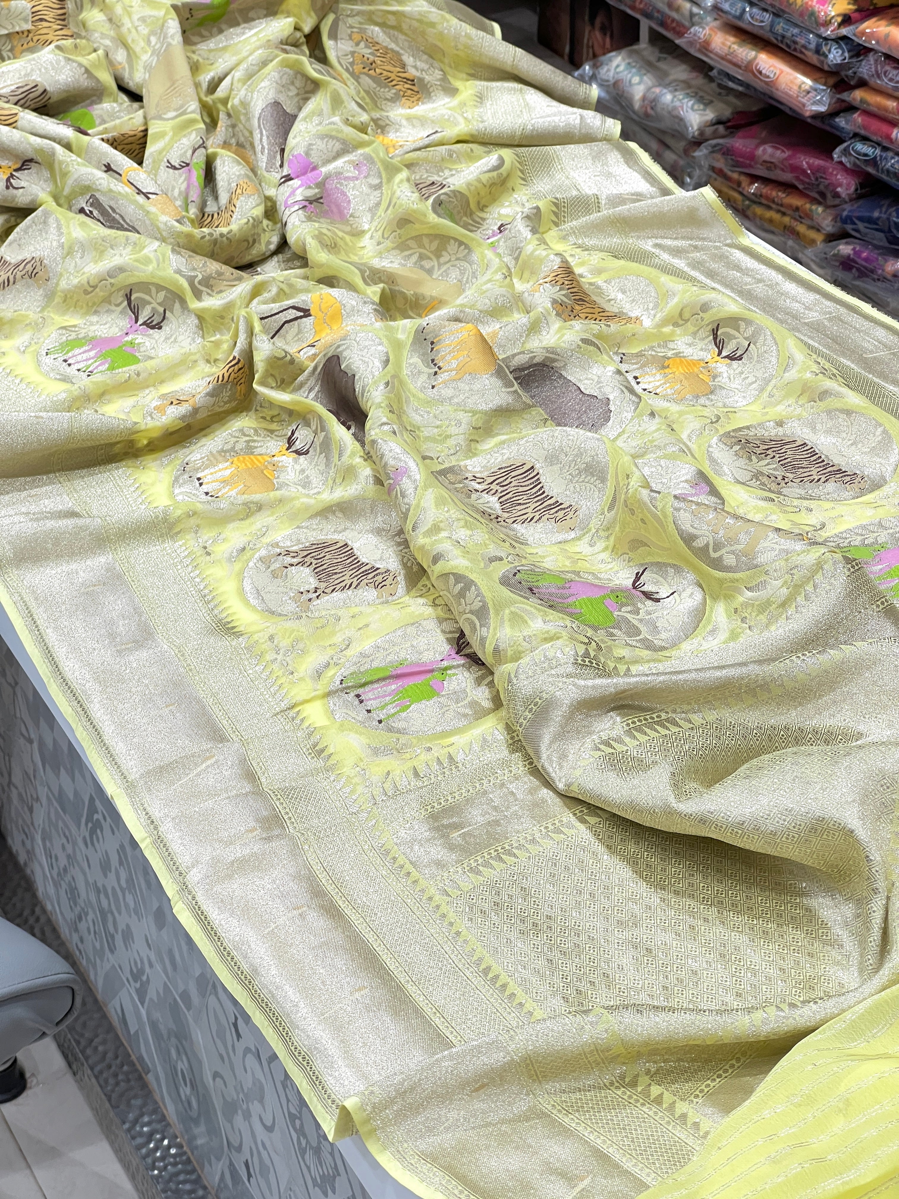 Pista Green Vantara Banarasi Khaddi Georgette Saree