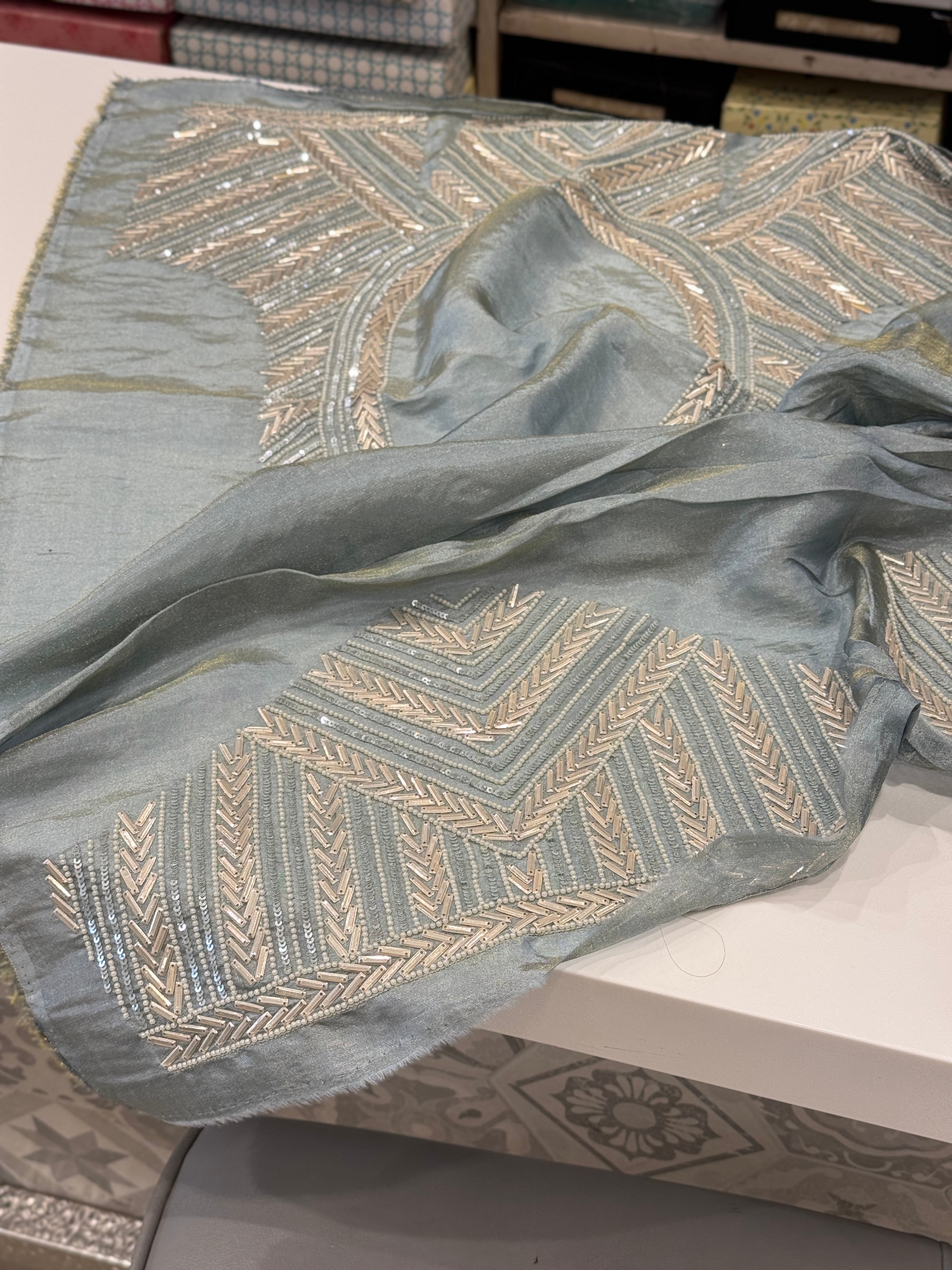 Space Blue Tissue Crepe Suhana Khan Inspired Saree