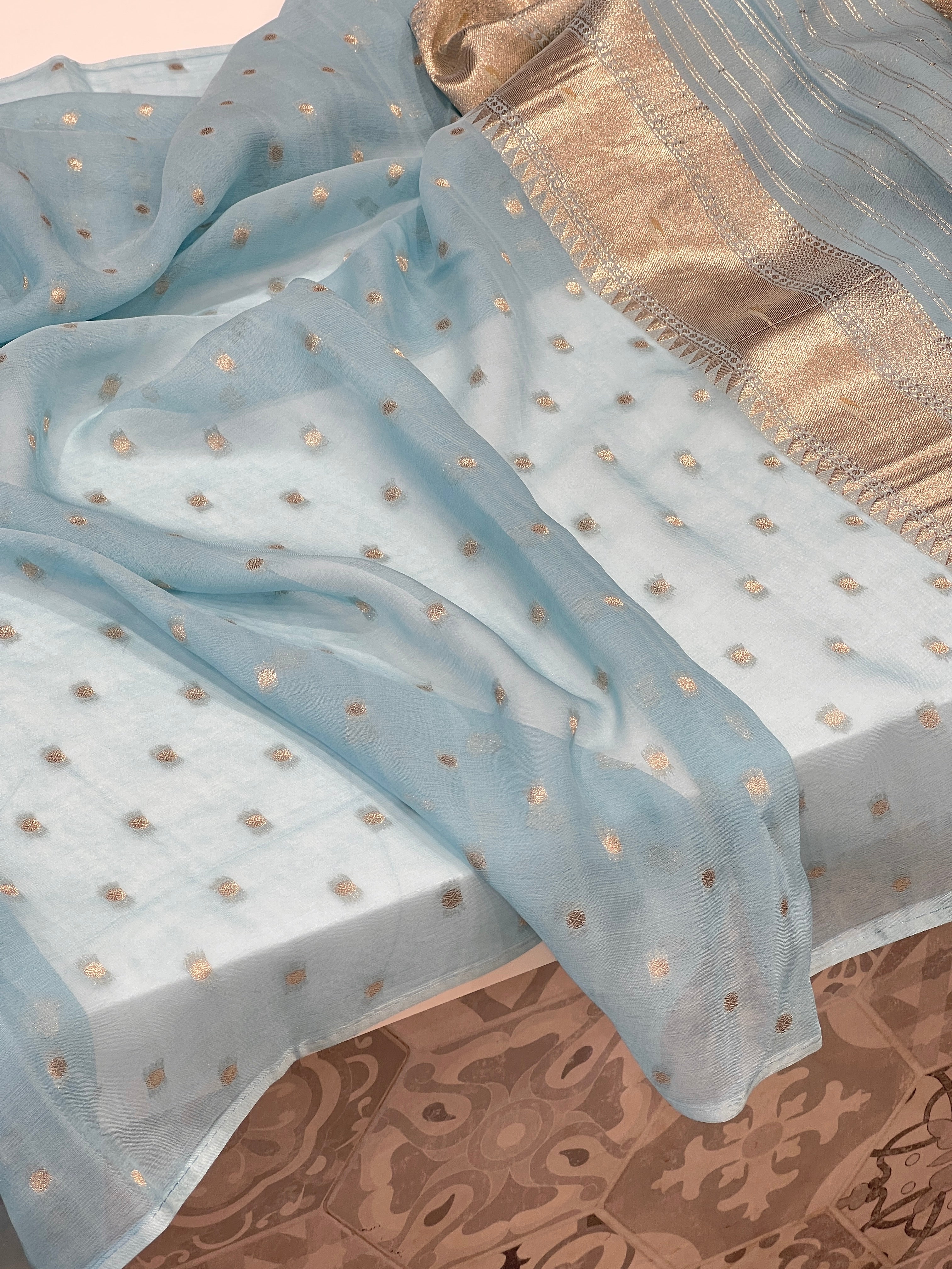 Blue Banarasi Khaddi Georgette Vantara Saree
