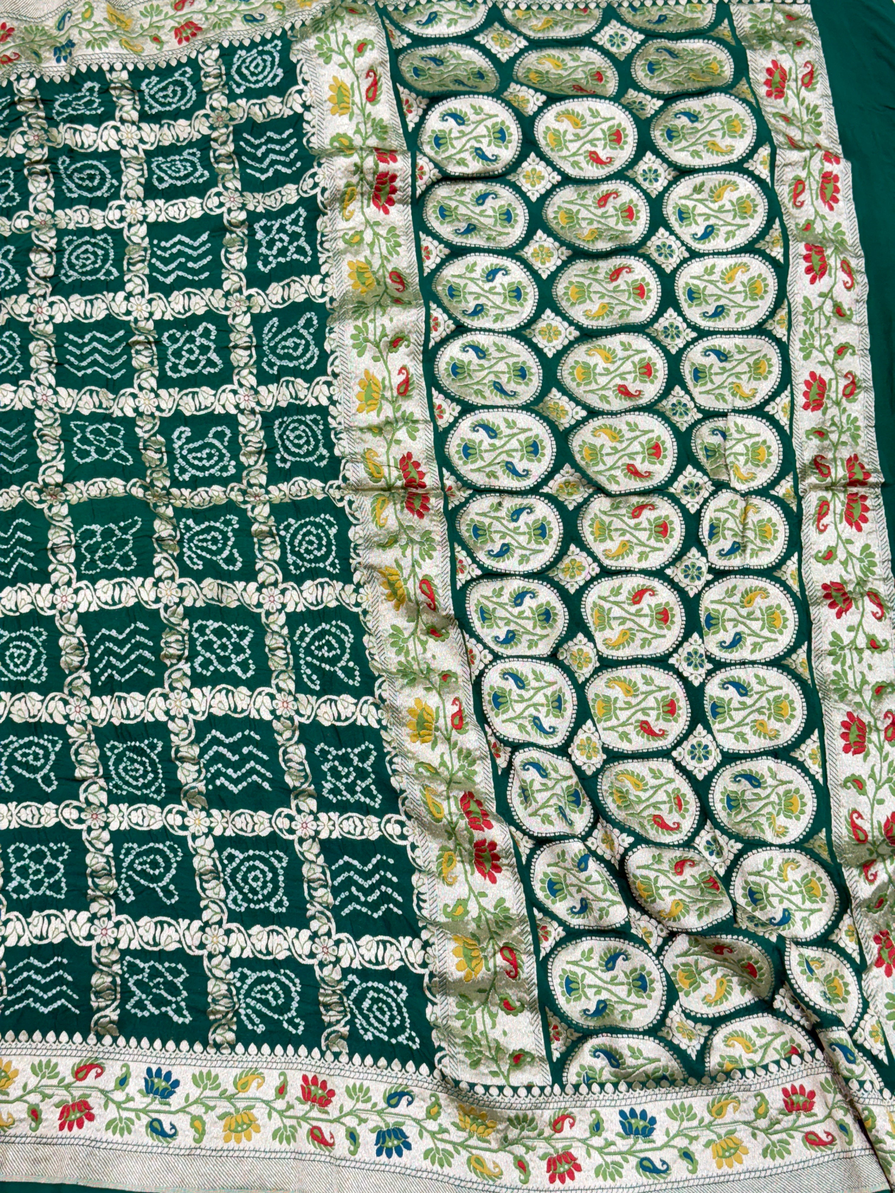 Bottle Meenakari Gharchola Bandhej Saree