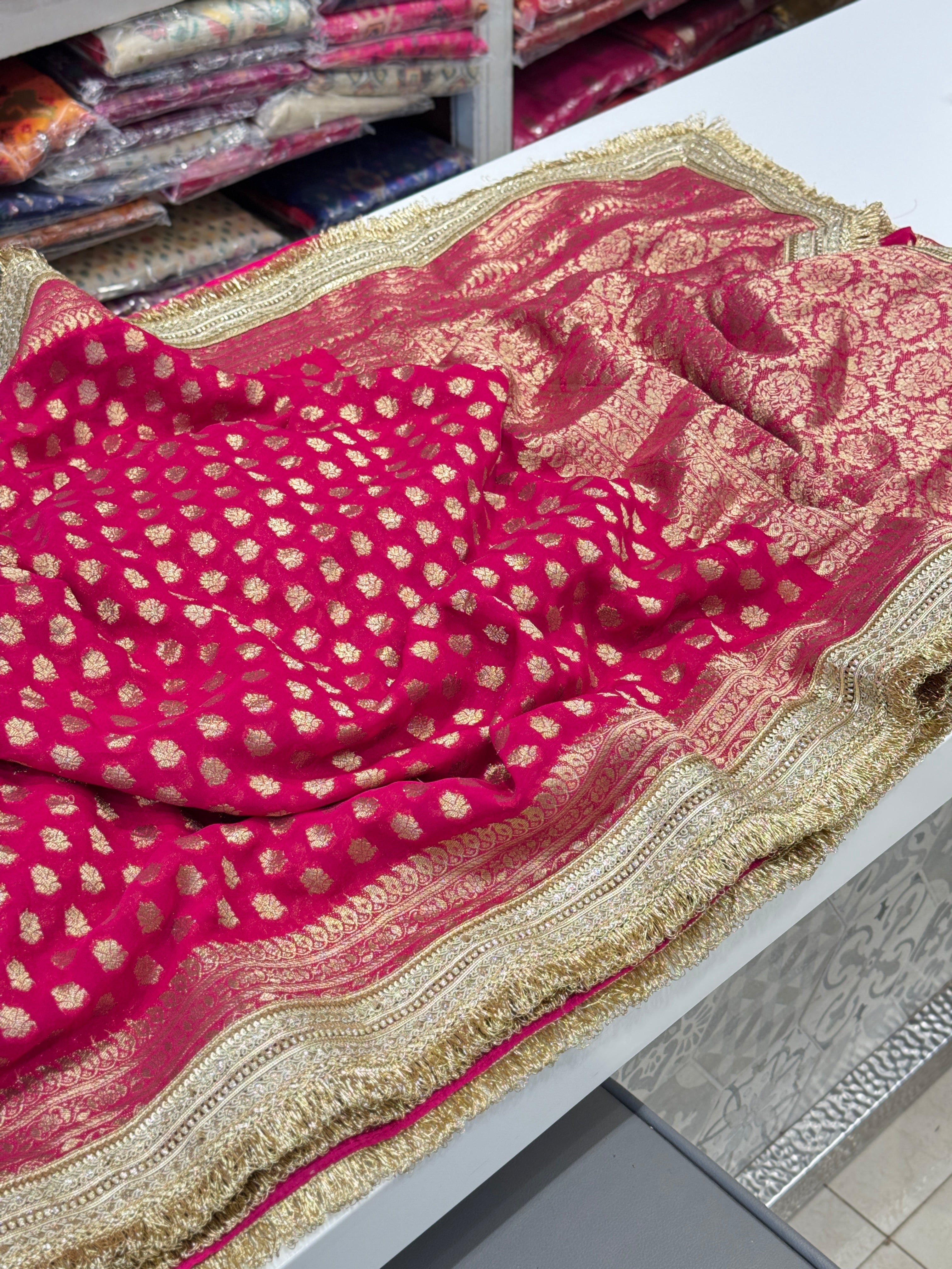 Rani Banarasi Khaddi Georgette Maharani Edit Saree
