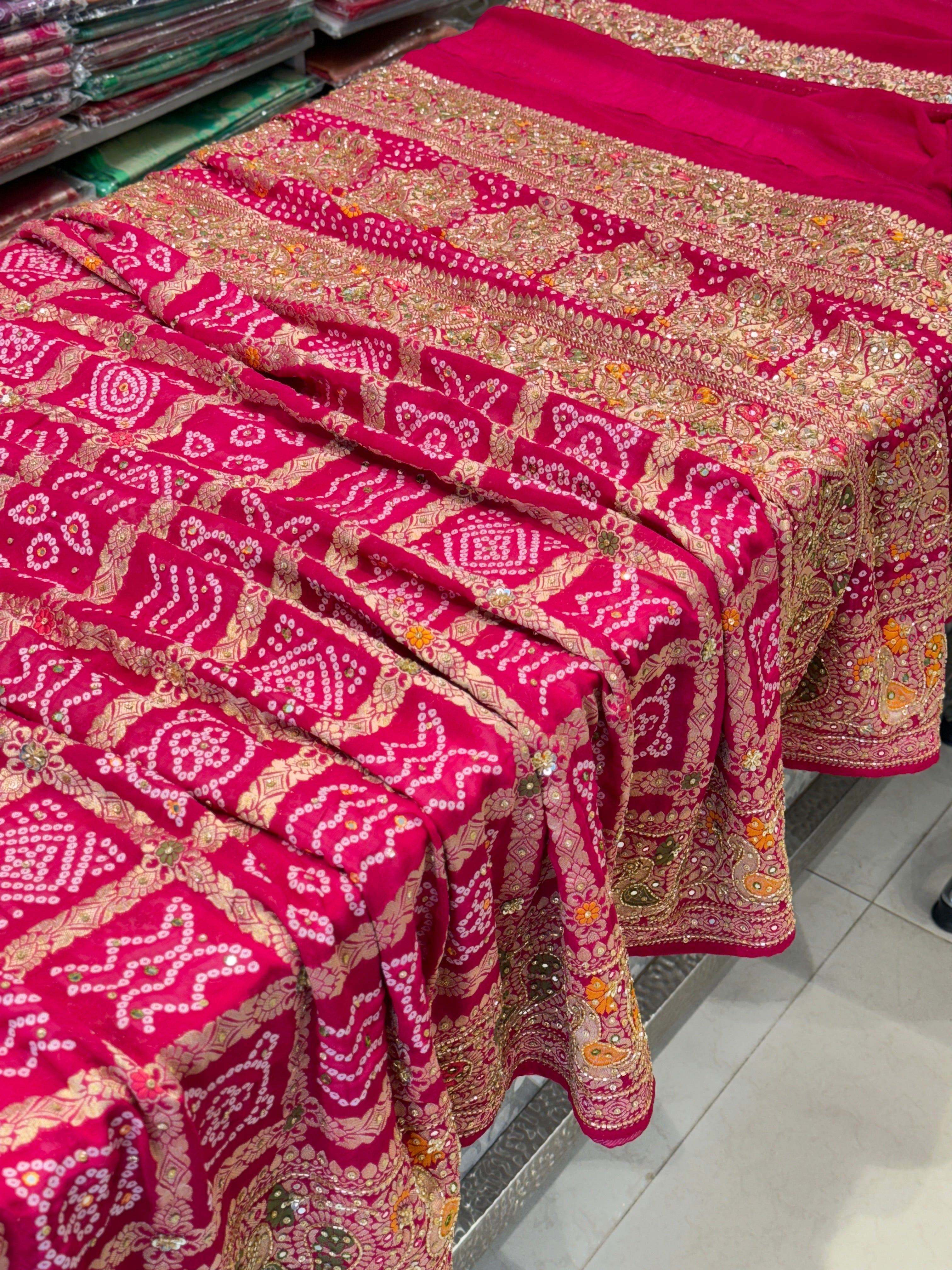 Rani Gharchola Hand Embroidery Saree