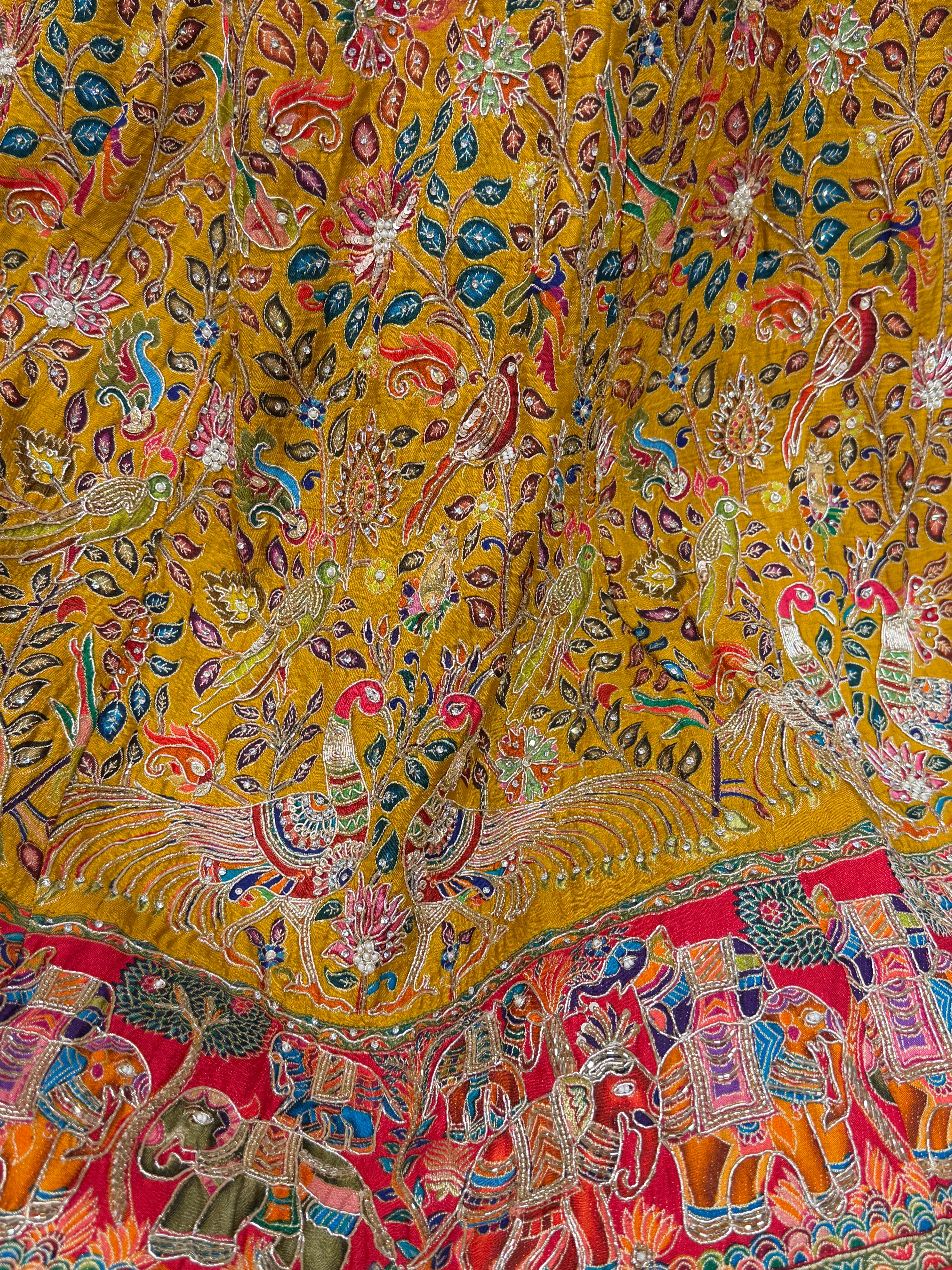 Yellow Pashmina Hand Embroidery Skirt and Dupatta Pair