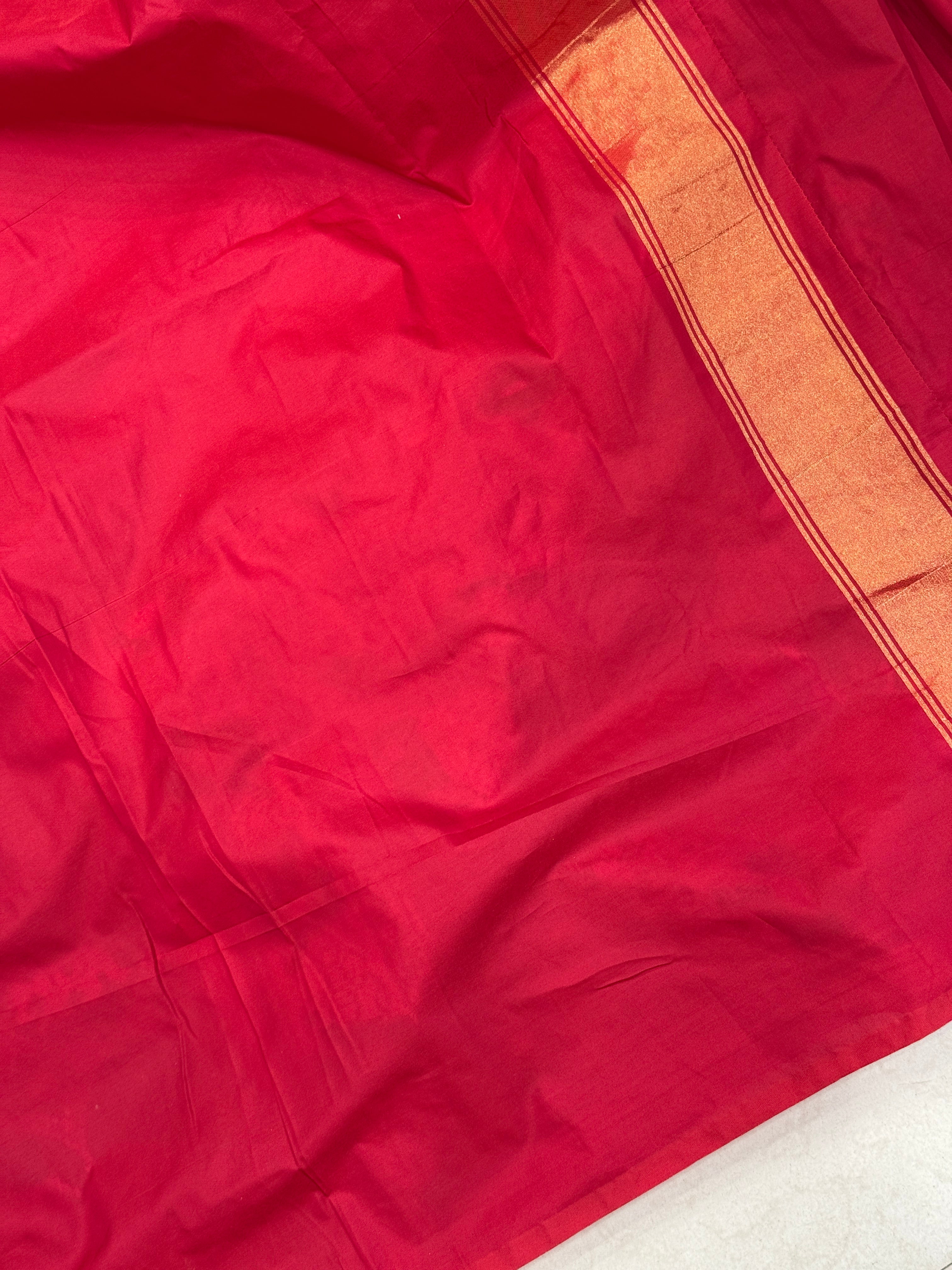 Red Navratan Chowk Semi Silk Weaved Patan Patola Saree