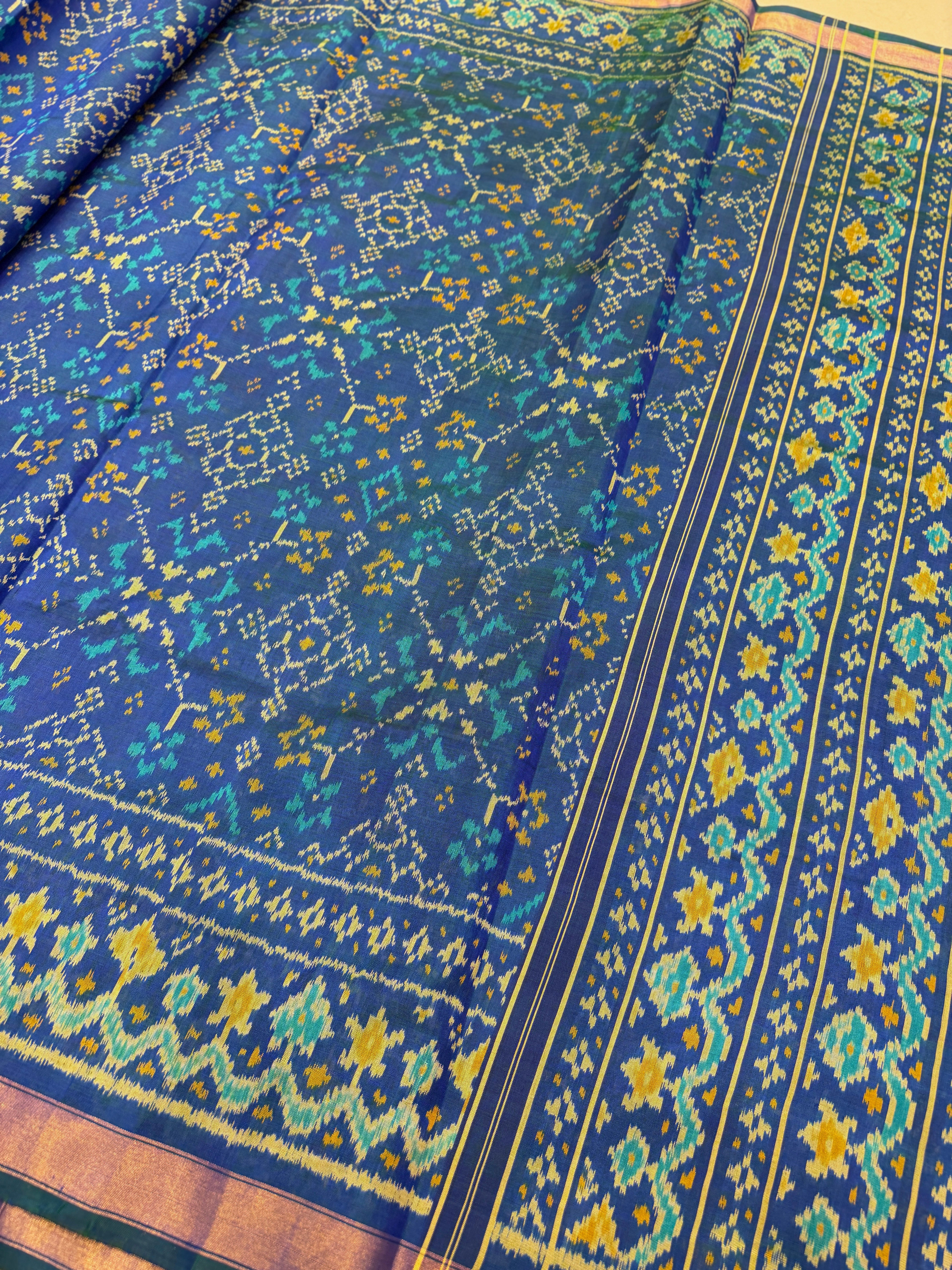 Blue Navratna Patan Patola Handloom Pure Silk Saree