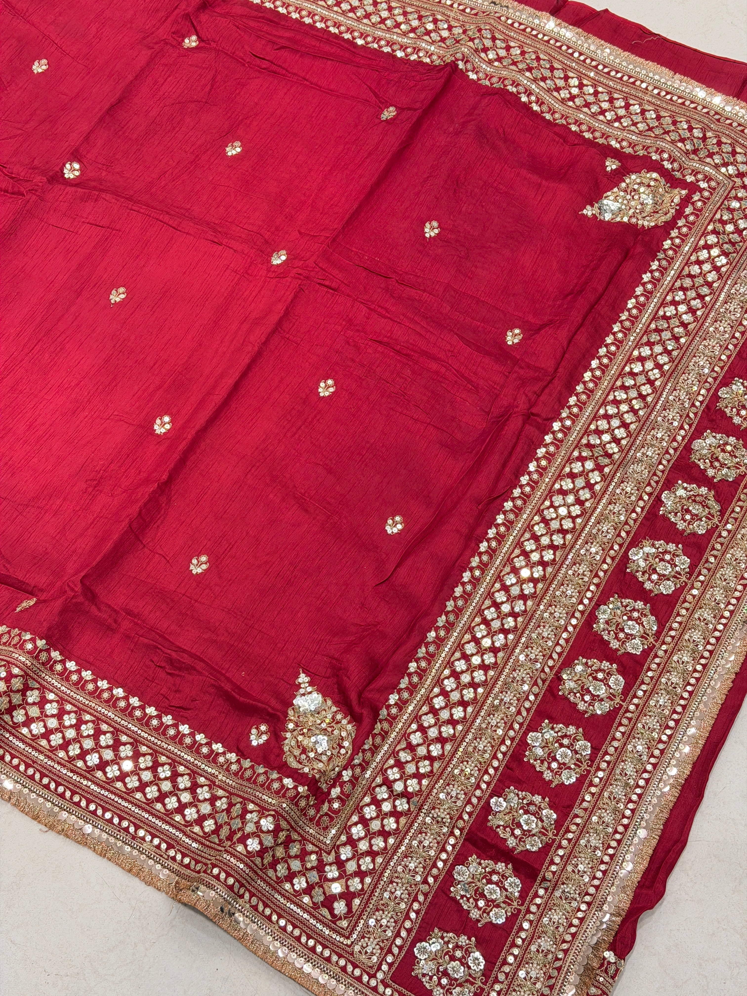 Maroon Marodi Embroidery Sabyasachi Inspired Pure Silk Butti Saree