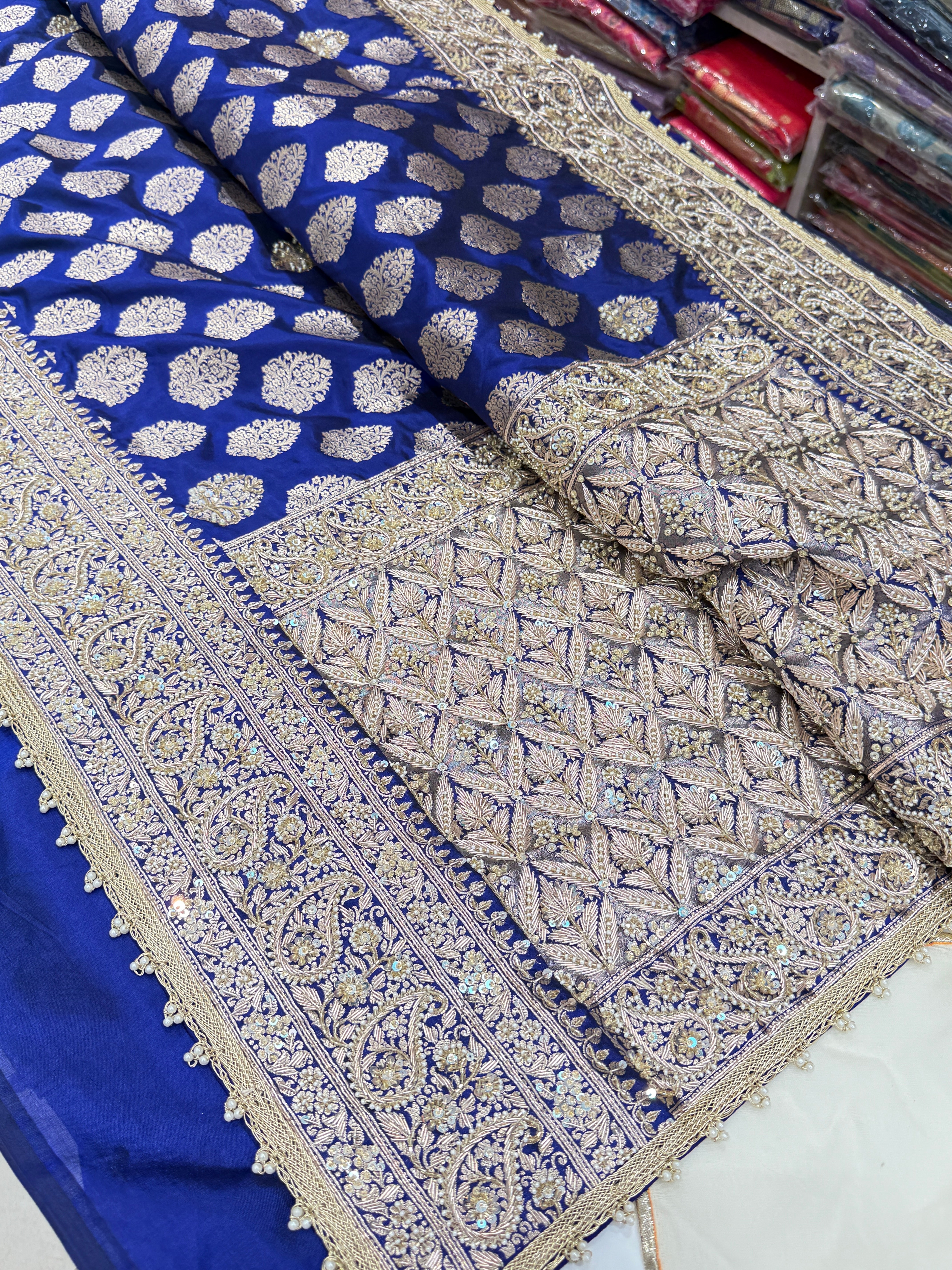 Blue Katan Zardosi Banarasi Saree