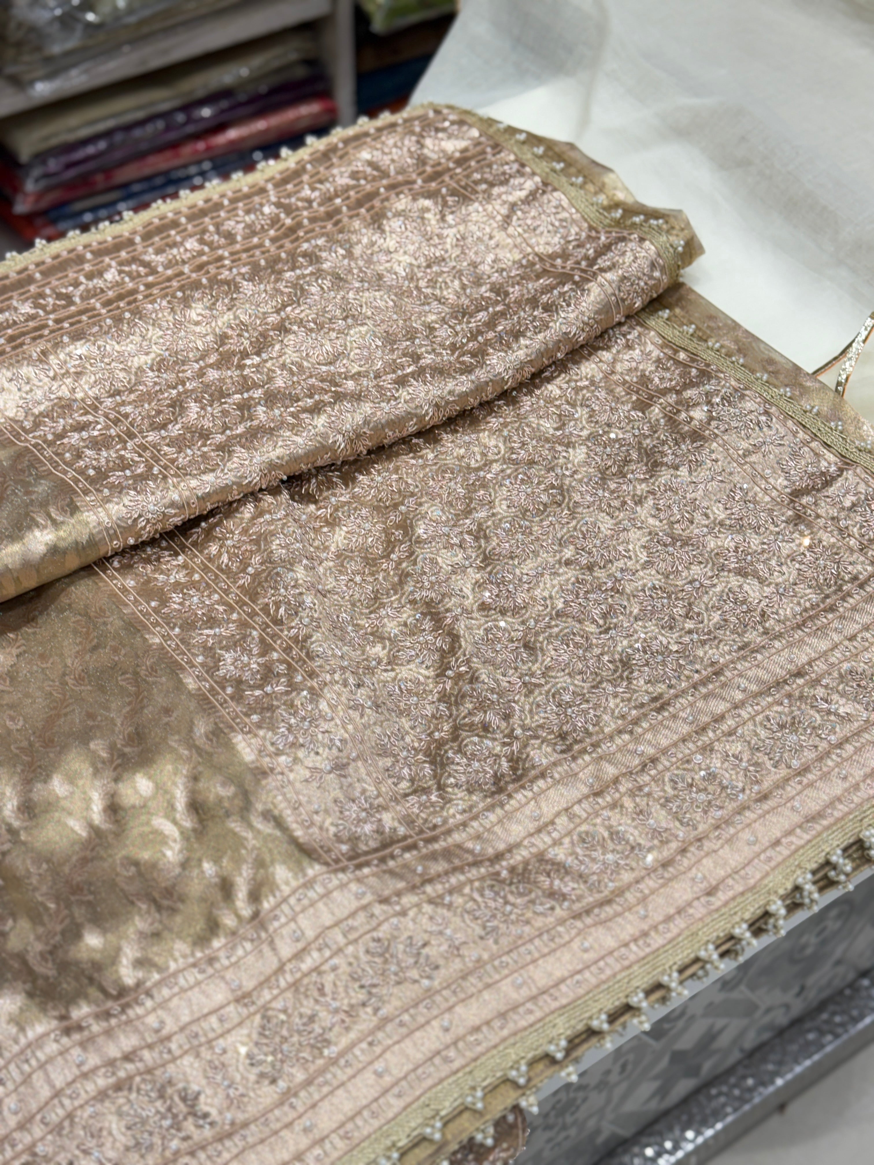 Golden Banarasi Tissue Zardosi Saree