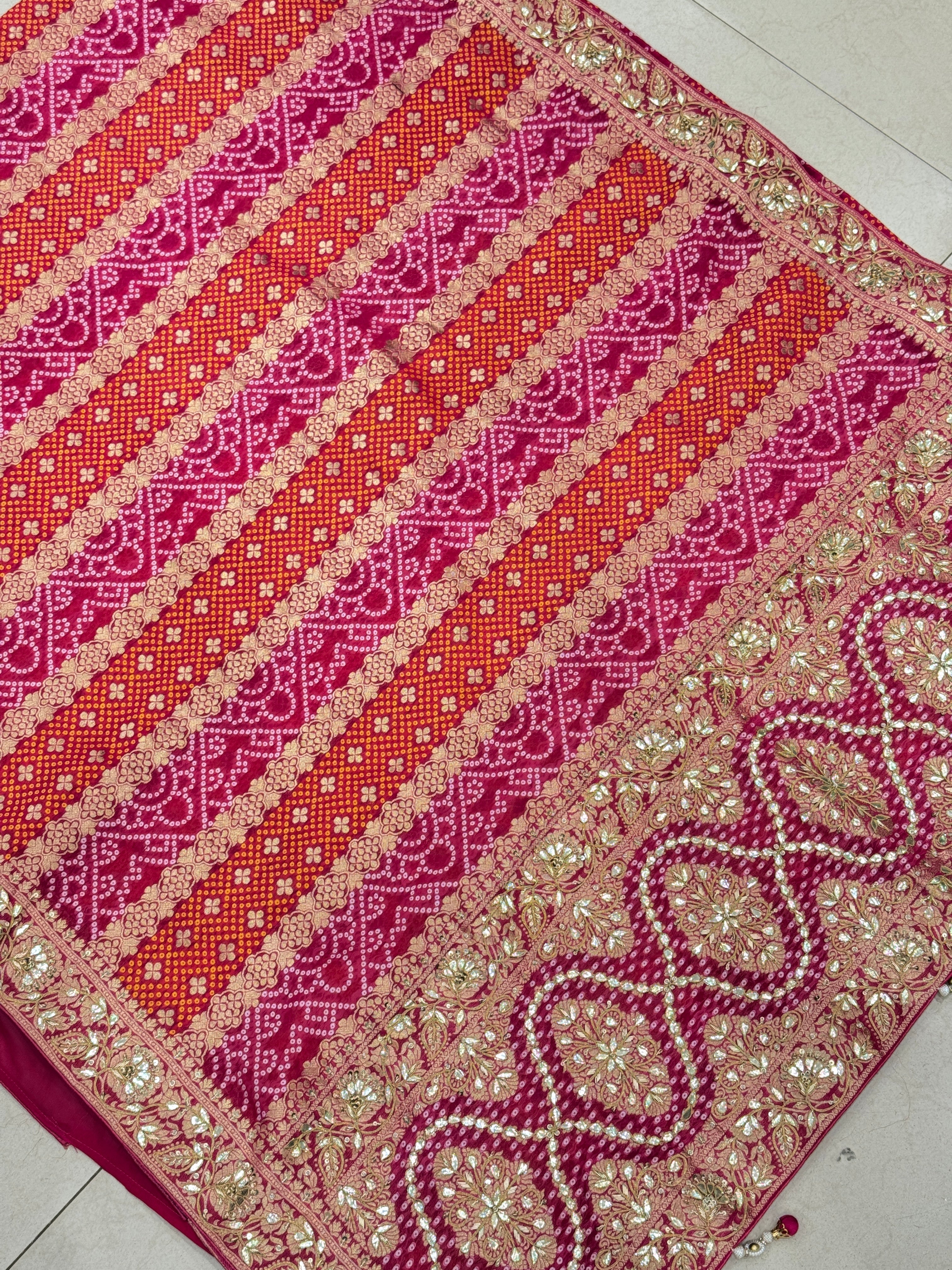 Rani Gotapatti Woven Bandhej Saree